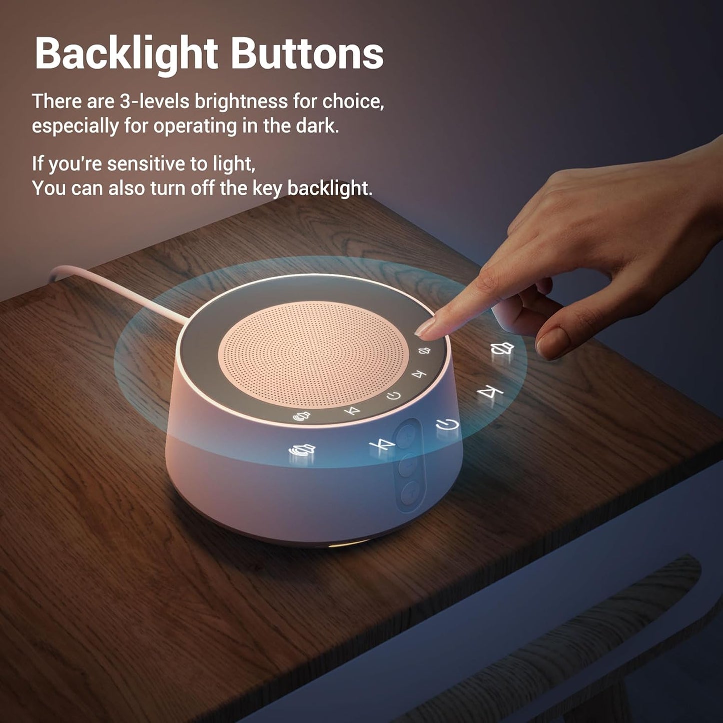 BGOVERSS White Noise Sound Machine with 20 Soothing Sounds, 10 Colors Night Light Sleep Machines Home Office Travel, 5 Timers and Memory Feature Sound Machine for Nursery Baby Kids Adults (White)