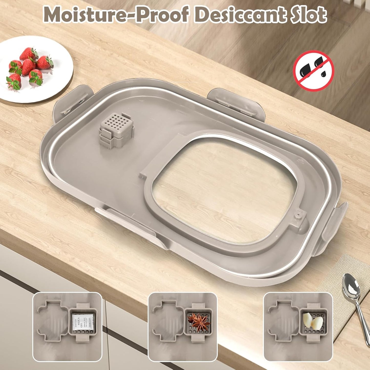 Dog Food Storage Container, 20Lbs Rice Storage Container Dispenser, Airtight Large Pet Cat Food Bin with Wheels, Scoop & Measuring Cup, Collapsible Kitchen Dry Food Holder for Four Sugar Cereal Kibble