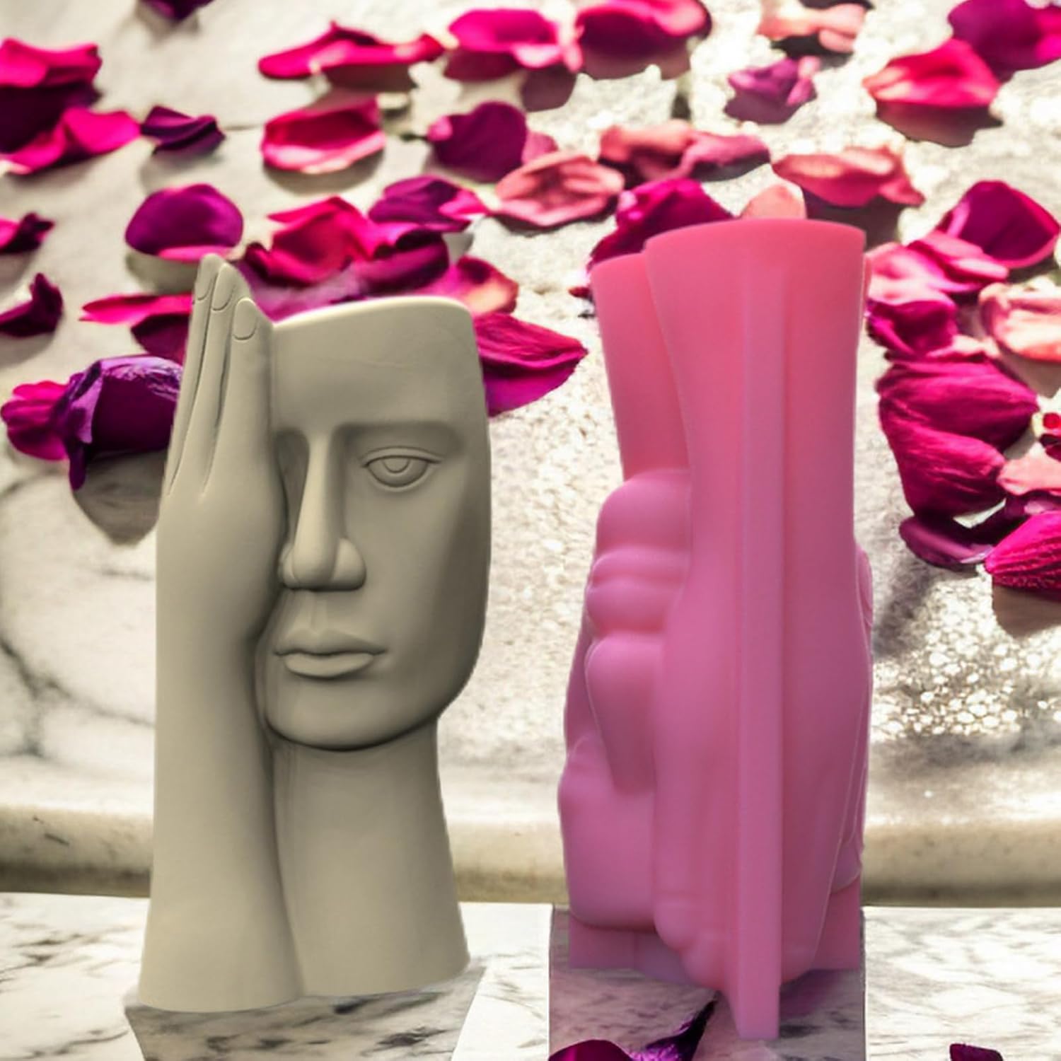 Planter Vase Moulds Screened Human Face Shape Cements Silicone for Han