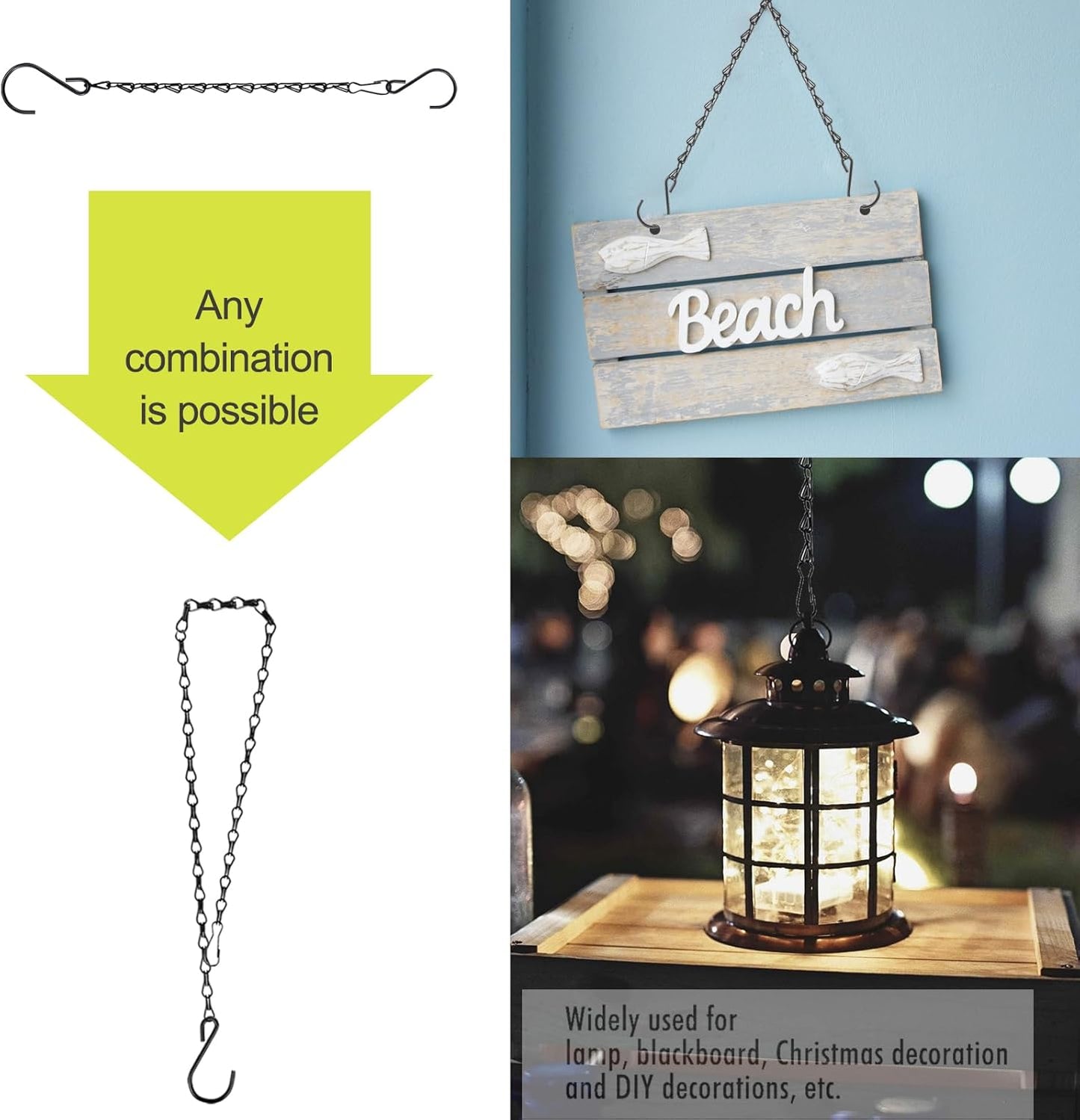 RIFNY 20 Inch Chain for Hanging Plants, Black Small Plant Chains for H