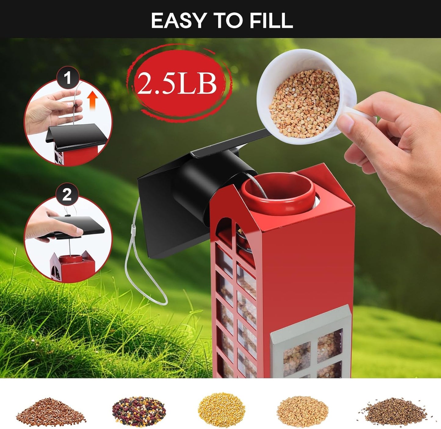 Bird Feeders Squirrel Proof for Outdoor Hanging Wild Bird Feeders with