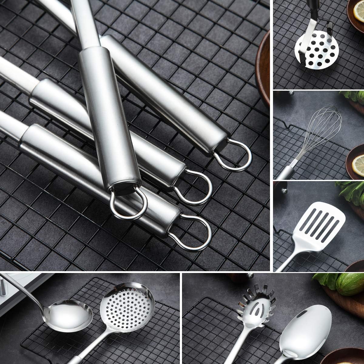 Berglander Cooking Utensil Set 8 Piece, Stainless Steel Kitchen Tool S