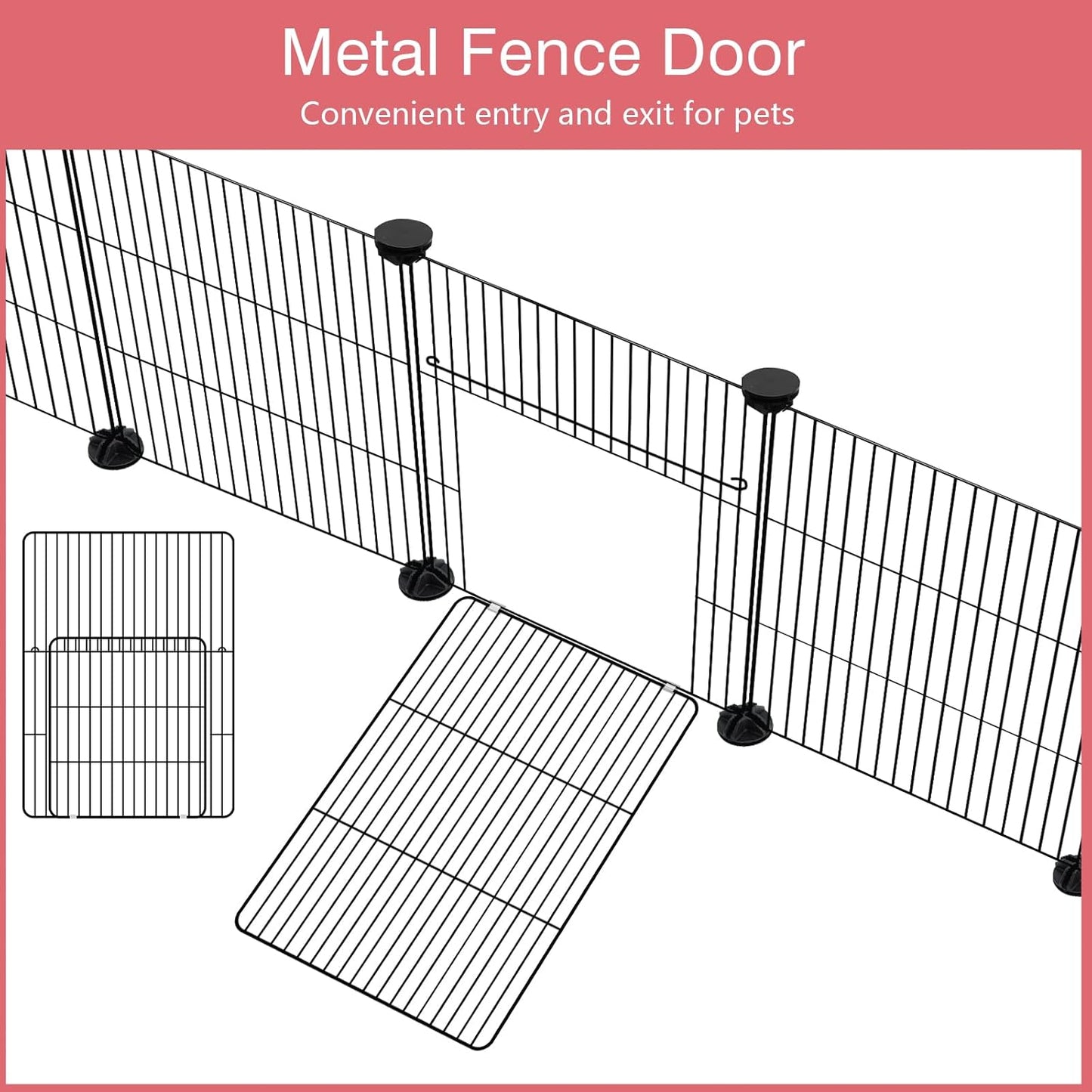 12 Panels Small Animal Playpen, 48" x 24" x 16" Pet Playpen with Water