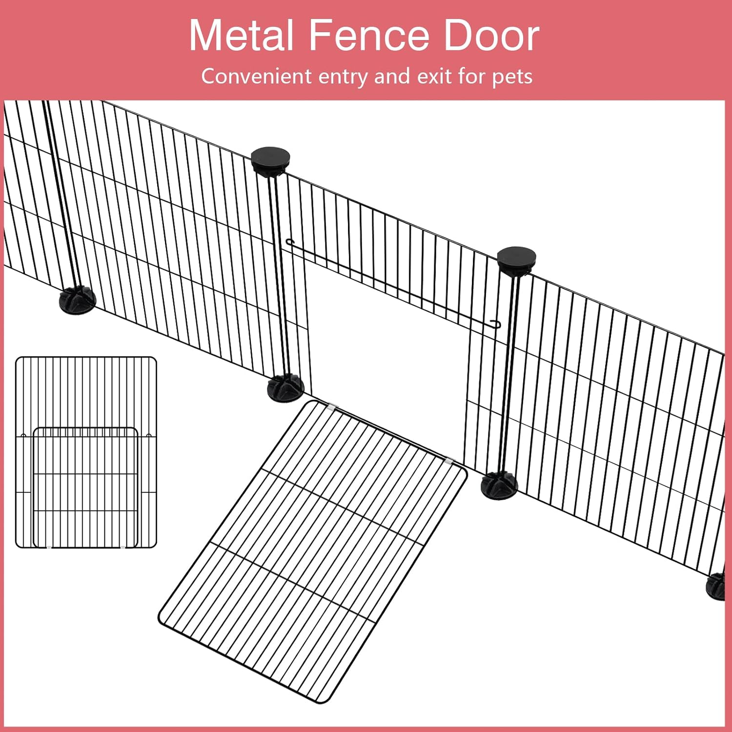12 Panels Small Animal Playpen, 48" x 24" x 16" Pet Playpen with Water