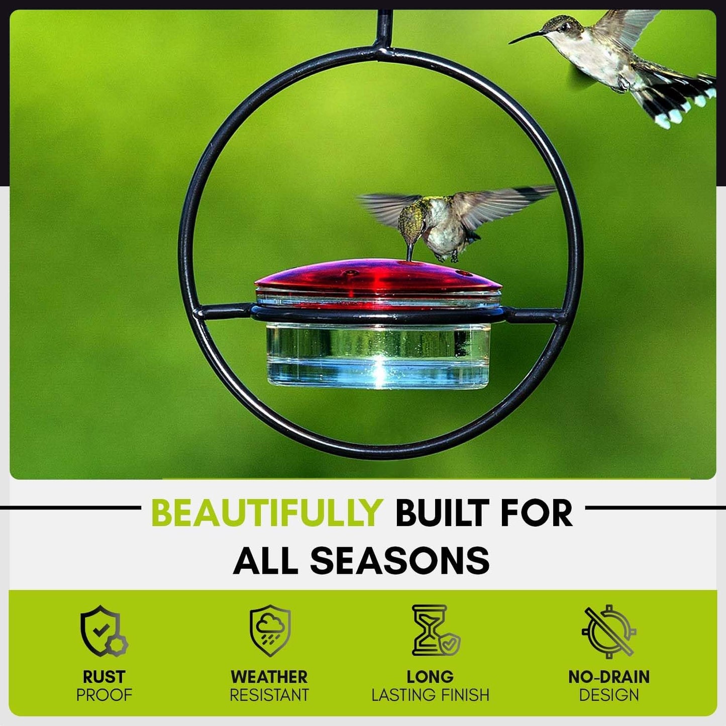 Hummble Slim Glass Hummingbird Feeder 3.4 oz Capacity, Clear Recycled Glass Hanging Feeder| for Garden, Pack of 3