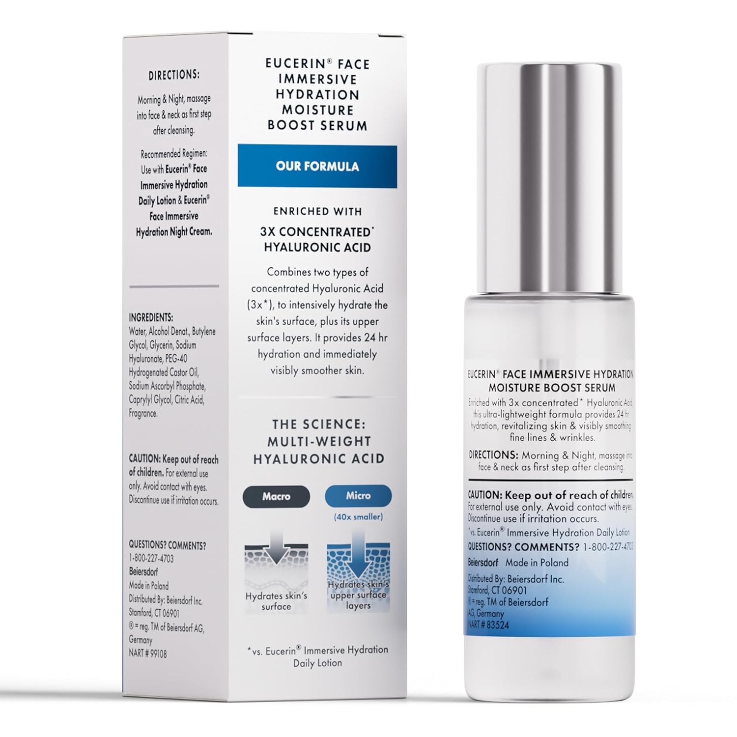 Eucerin Immersive Hydration Smoothing Face Serum, Ultra-Lightweight Hy