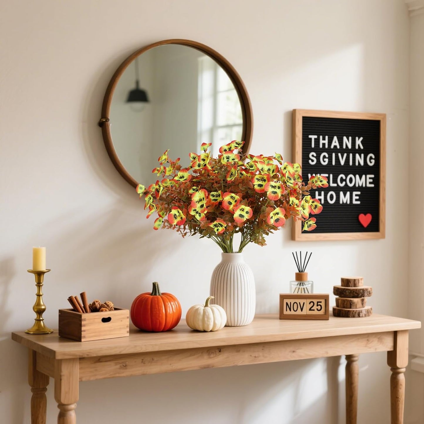 Artificial Fall Flowers for Decoration Fake Flowers Outdoor Artificial Plants, 20 Bundles Faux Mums Autumn Plastic Flower UV Resistant for Porch Patio Home Yard Garden Window Box Pot Planters