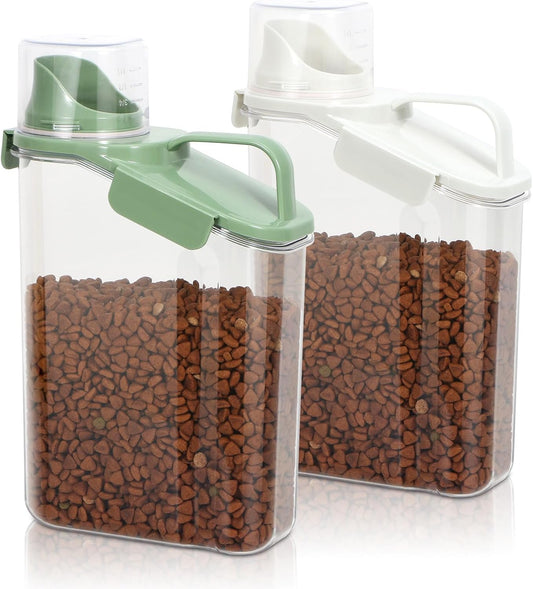 TBMax Rice Container Cereal Storage Container 2 Pack, Kitchen Pantry Dry Food Storage Holder with Easy-Pouring Spout & Handy Cup, Small Pet Dog Cat Food Dispenser for Daily Feeding