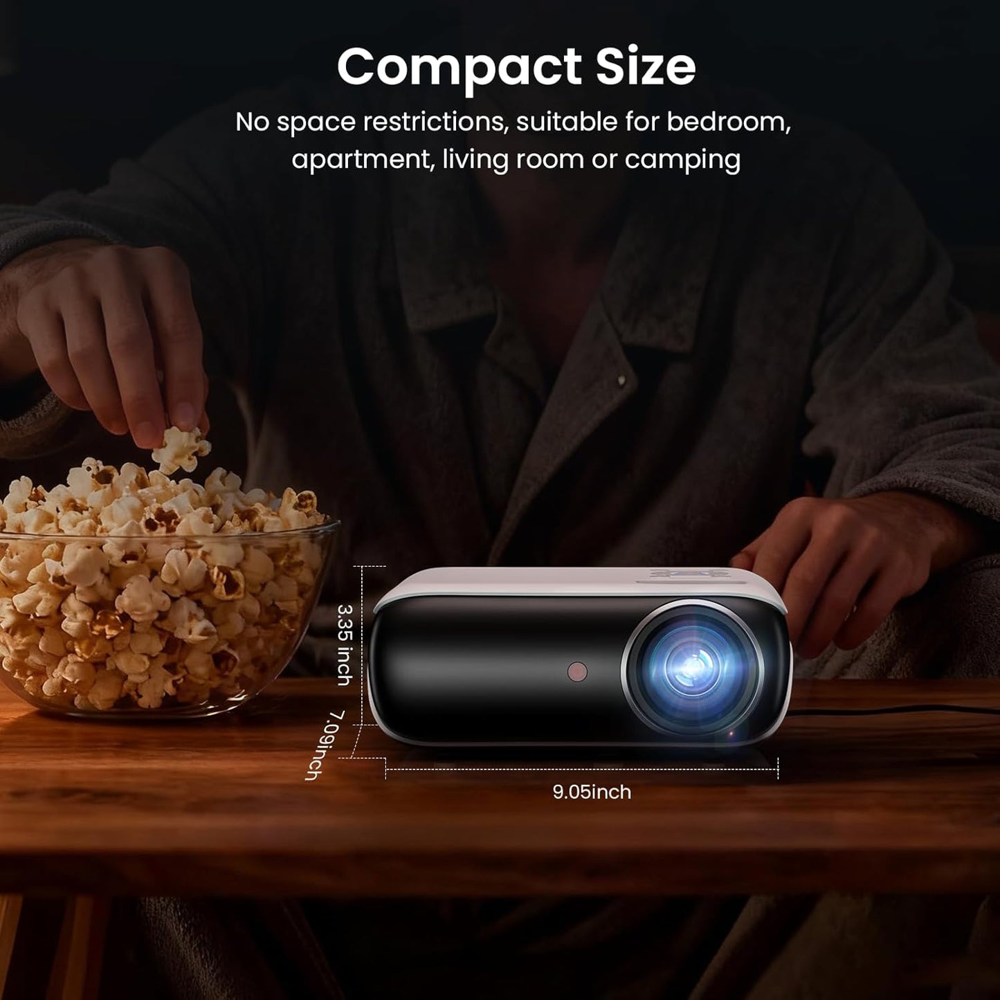 HAPPRUN Native 1080P Bluetooth Mini Projector, Full HD Portable Outdoo