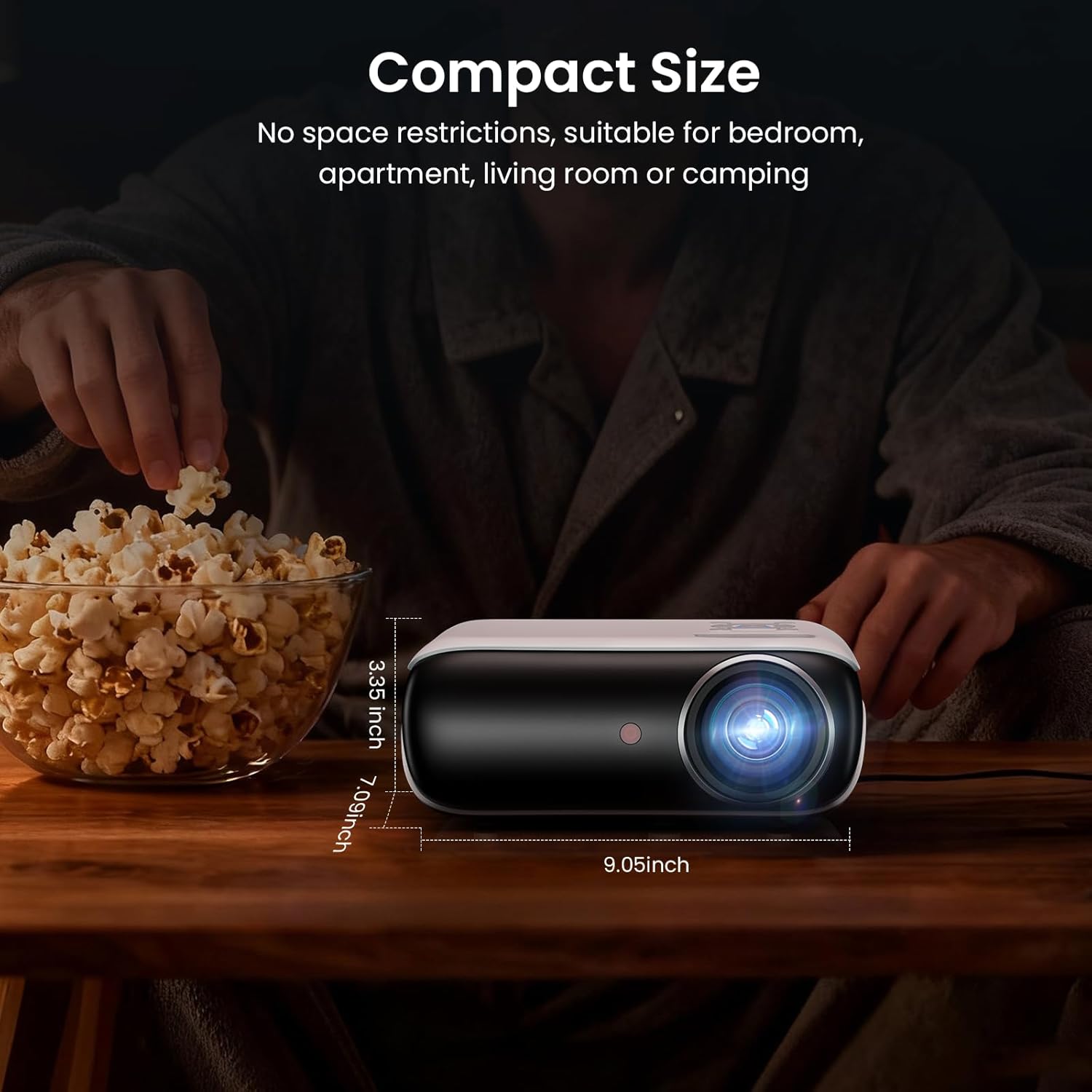 HAPPRUN Native 1080P Bluetooth Mini Projector, Full HD Portable Outdoo