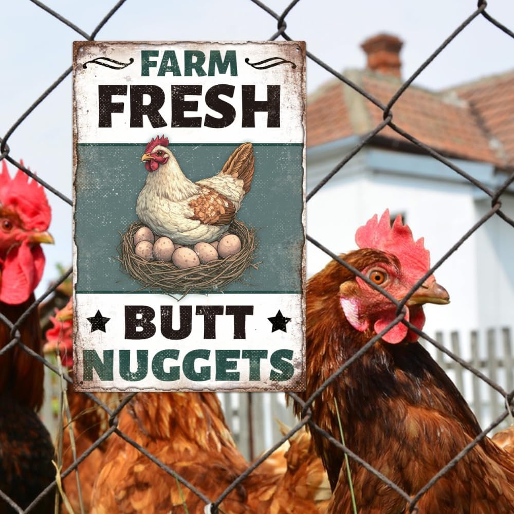 9 Pcs Chicken Coop Signs, Funny Chicken Signs Decor 8×12 Inch, Metal T