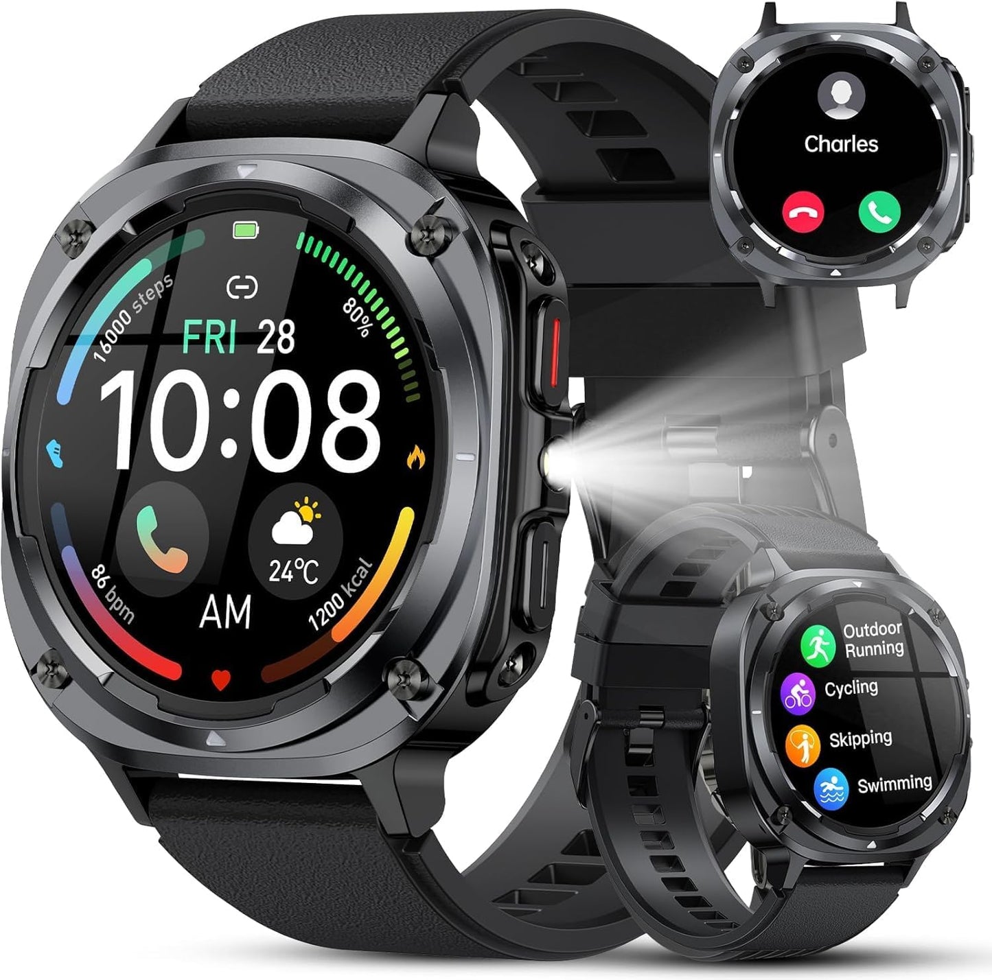 Military Smart Watches for Men(Answer/Make Calls), 1.39" HD Fitness Wa