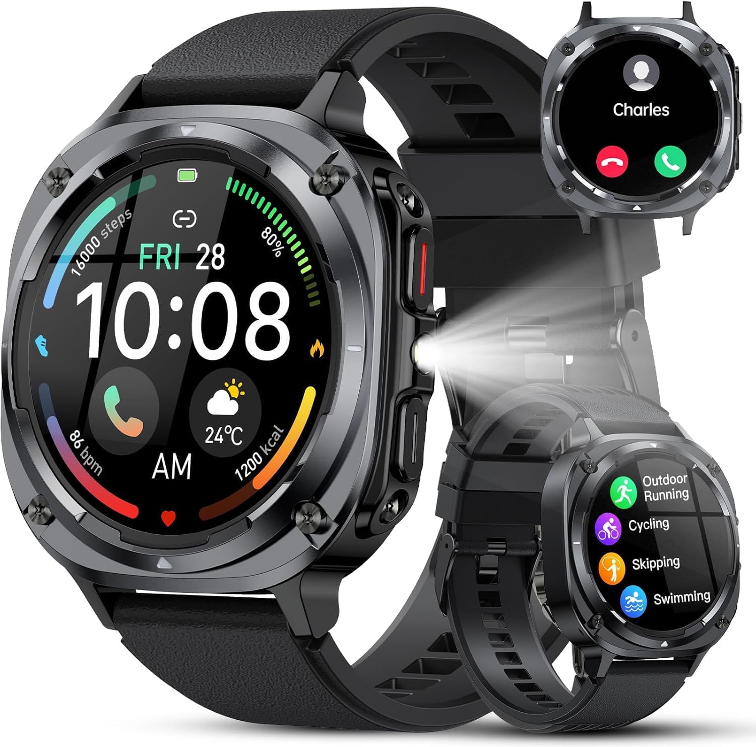 Military Smart Watches for Men(Answer/Make Calls), 1.39" HD Fitness Wa
