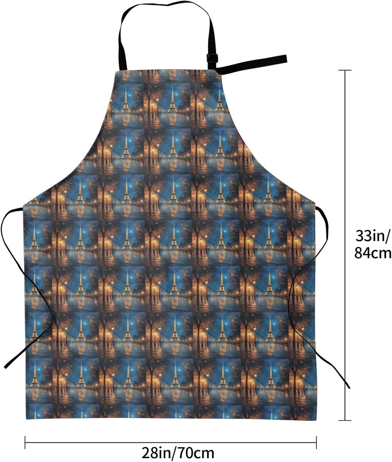 YANYU Night Paris Eiffel Tower Print 28x33 In Kitchen Apron Stylish Chef Apron with Pockets for Cooking Baking Painting