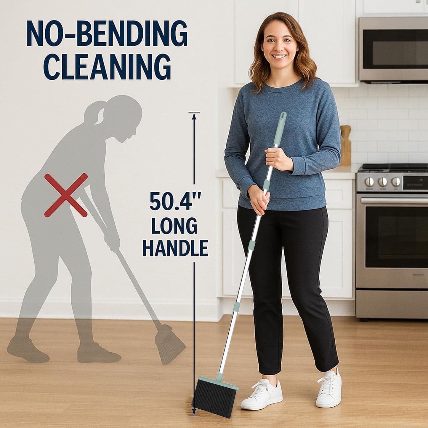 Broom and Dustpan Set – Heavy-Duty Broom and Dustpan for Home Cleaning