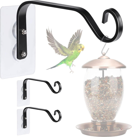 DECOHS 3 Pcs Window Bird Feeder Hanger Hook- Strong Load-Bearing Hanging Bird Feeder Hooks- Window Mounted Bird Feeder Bracket for Bird Feeders, Wind Chimes & Plants (Bird Feeder Not Included)