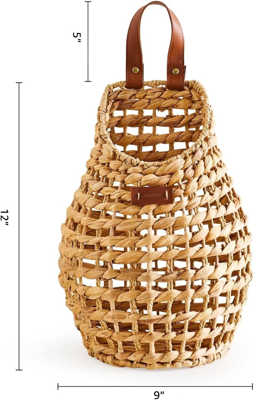 Woven Front Door Basket Water Hyacinth Wall Hanging Basket Decorative 