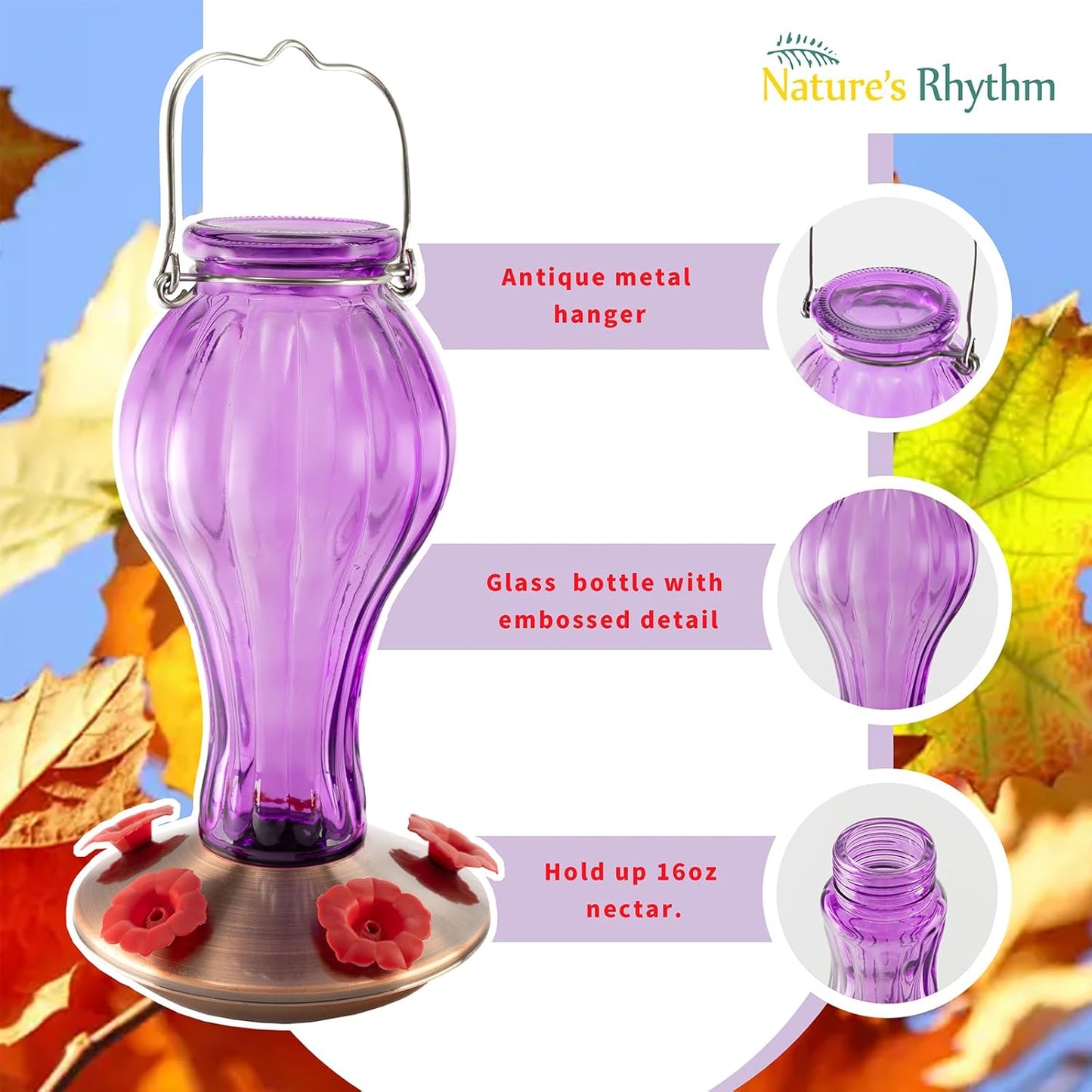 Nature's Rhythm Outdoor Mesh Feeder Metal Mesh Bird Feeder Purple Ball