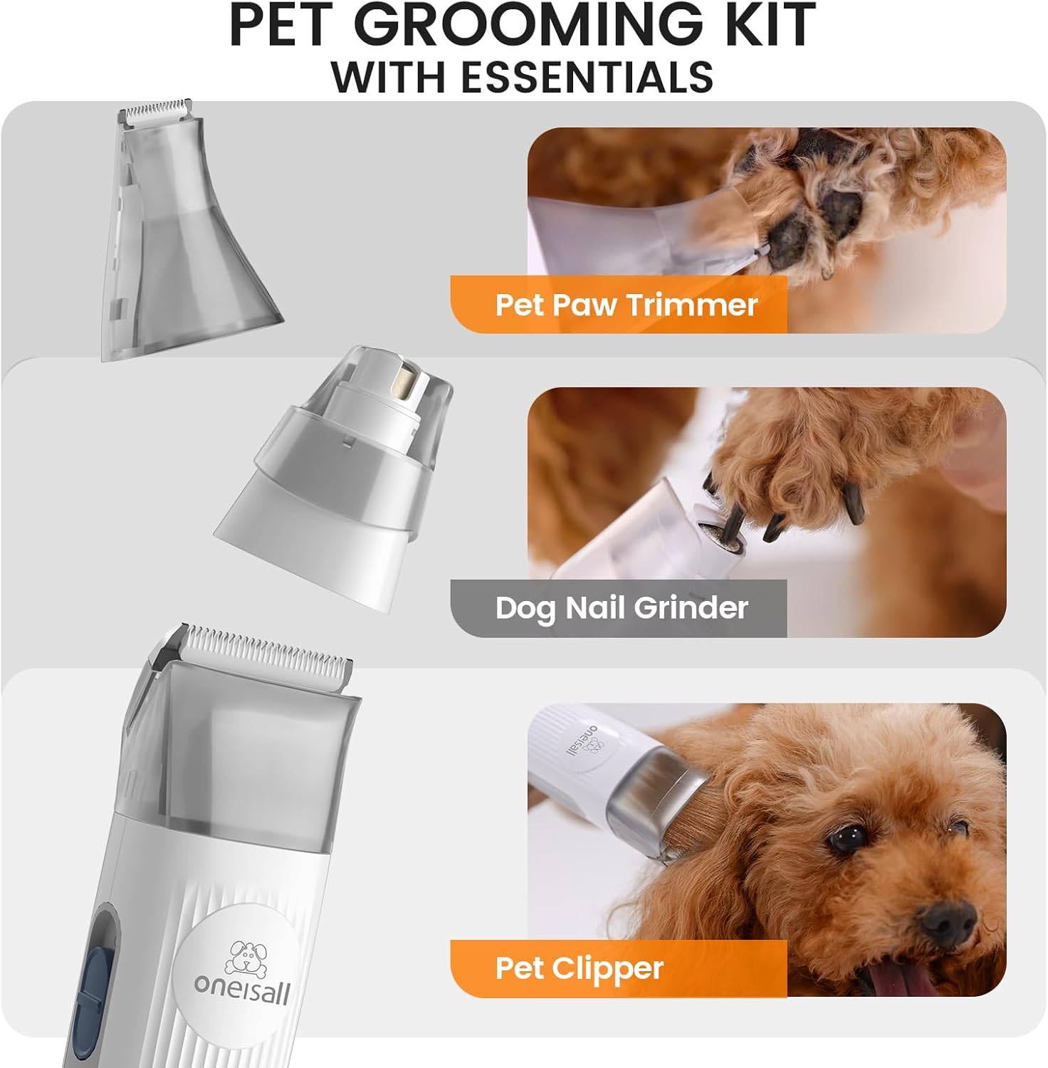 oneisall Dog Grooming Vacuum, Pet Grooming Vacuum with Clipper Nail Gr