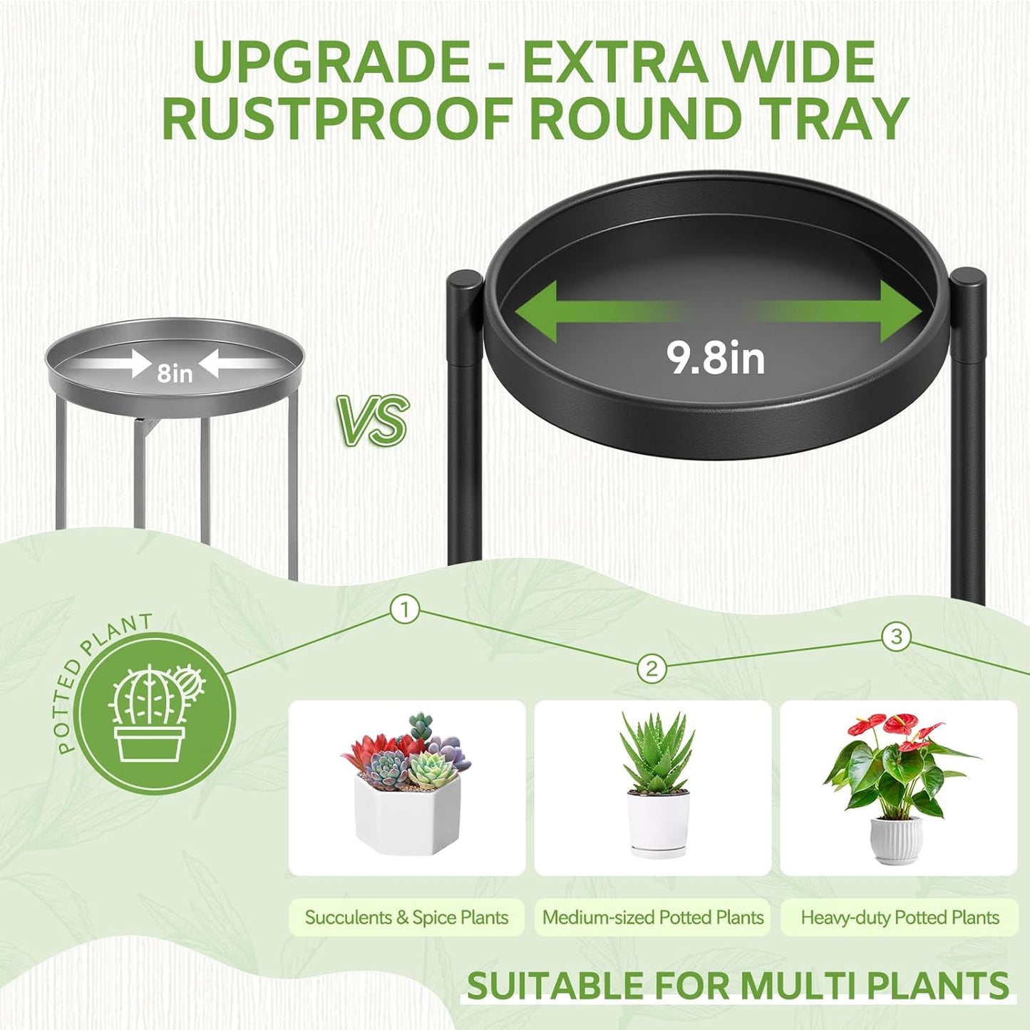 iDavosic.ly 6 Tier Large Plant Stand Indoor with 10 Inch Wide Tray, Ti