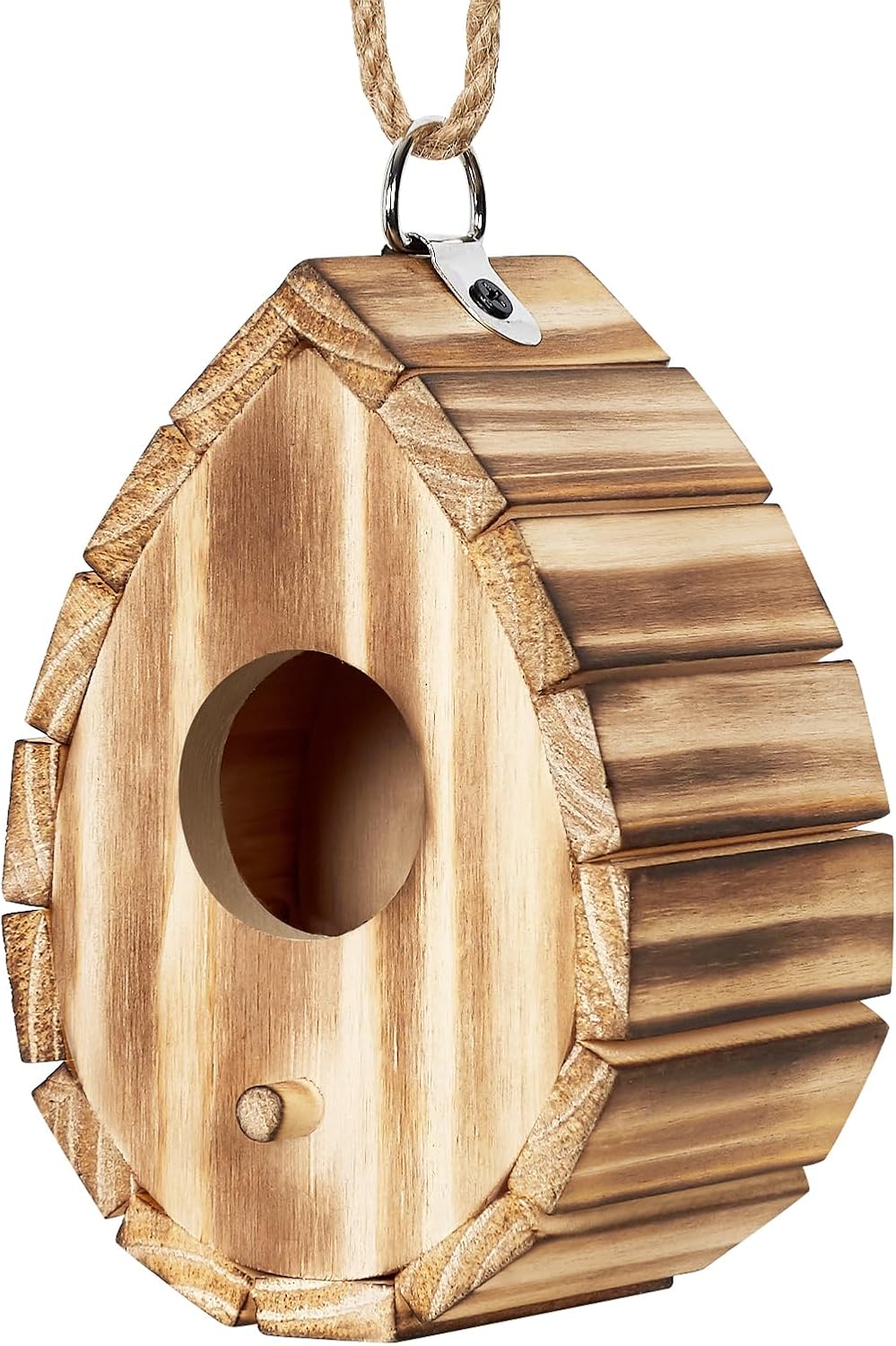 Hummingbird House for Outside - Natural Wooden Birdhouse for Bluebirds, Finches, Cardinals - Small Hanging Bird Nesting Box for Garden, Patio, or Yard - 5.9" D x 4.1" W x 3.8" H