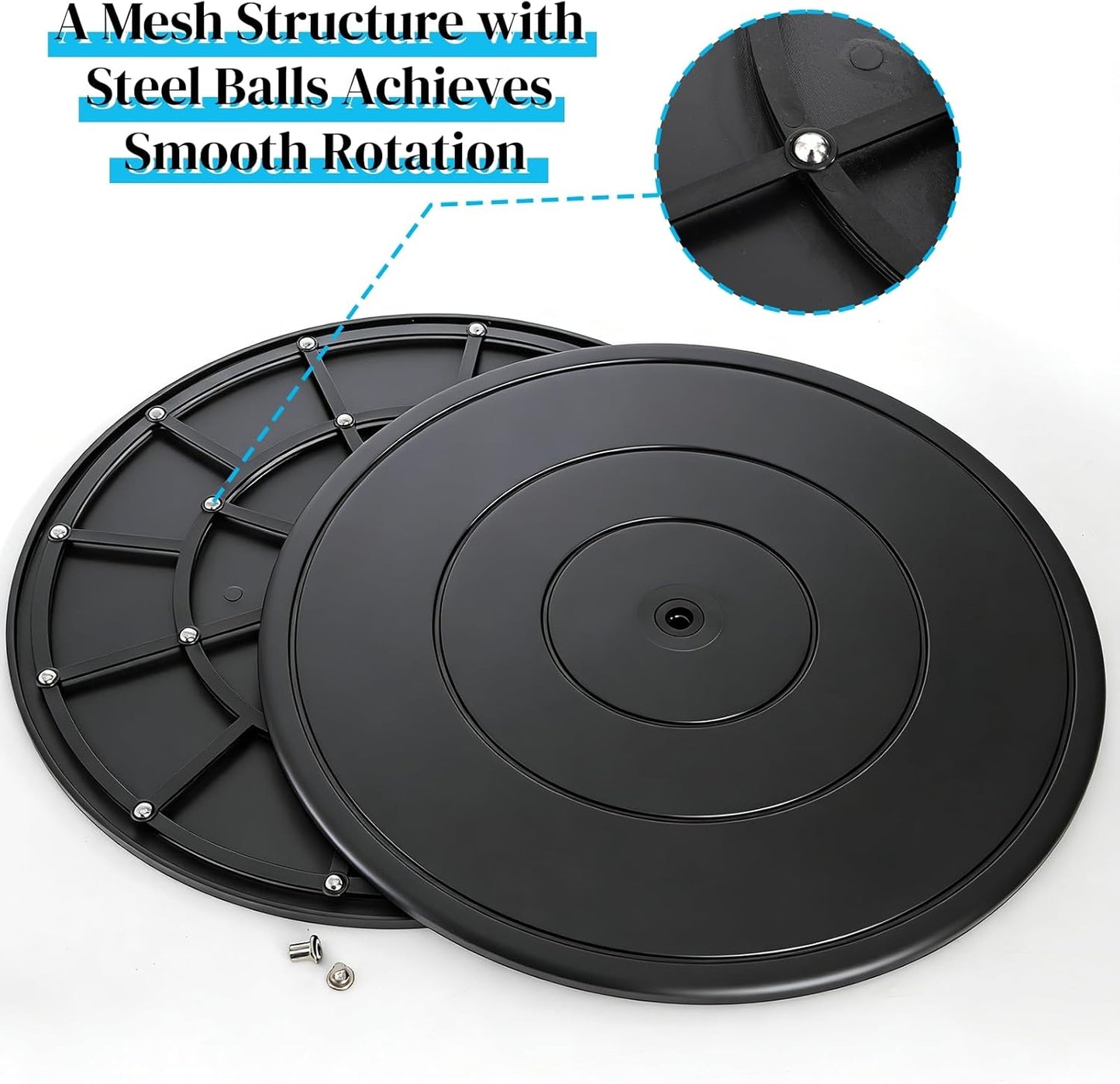 Peohud 2 Pack Heavy Duty Rotating Swivel Stand, 16 Inch Lazy Susan Turntable with Steel Ball Bearings for TV, Computer, Monitors, Model Base, Crafts, Potted Plants, Christmas Tree