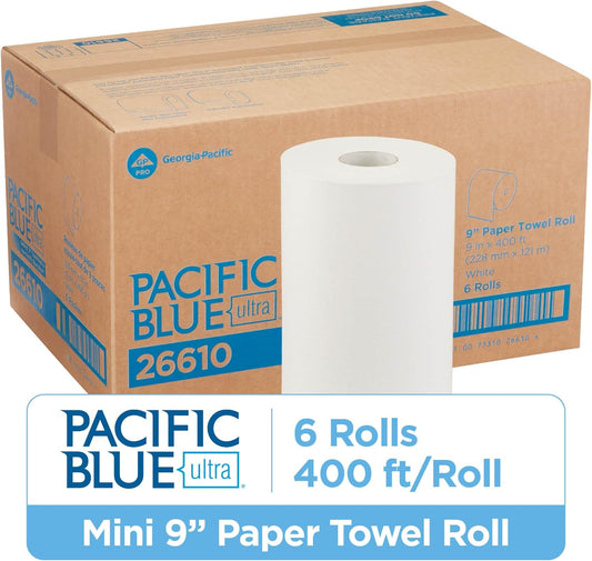 Georgia-Pacific, Pacific Blue Ultra, 9" Paper Towel Rolls (26610), Whi