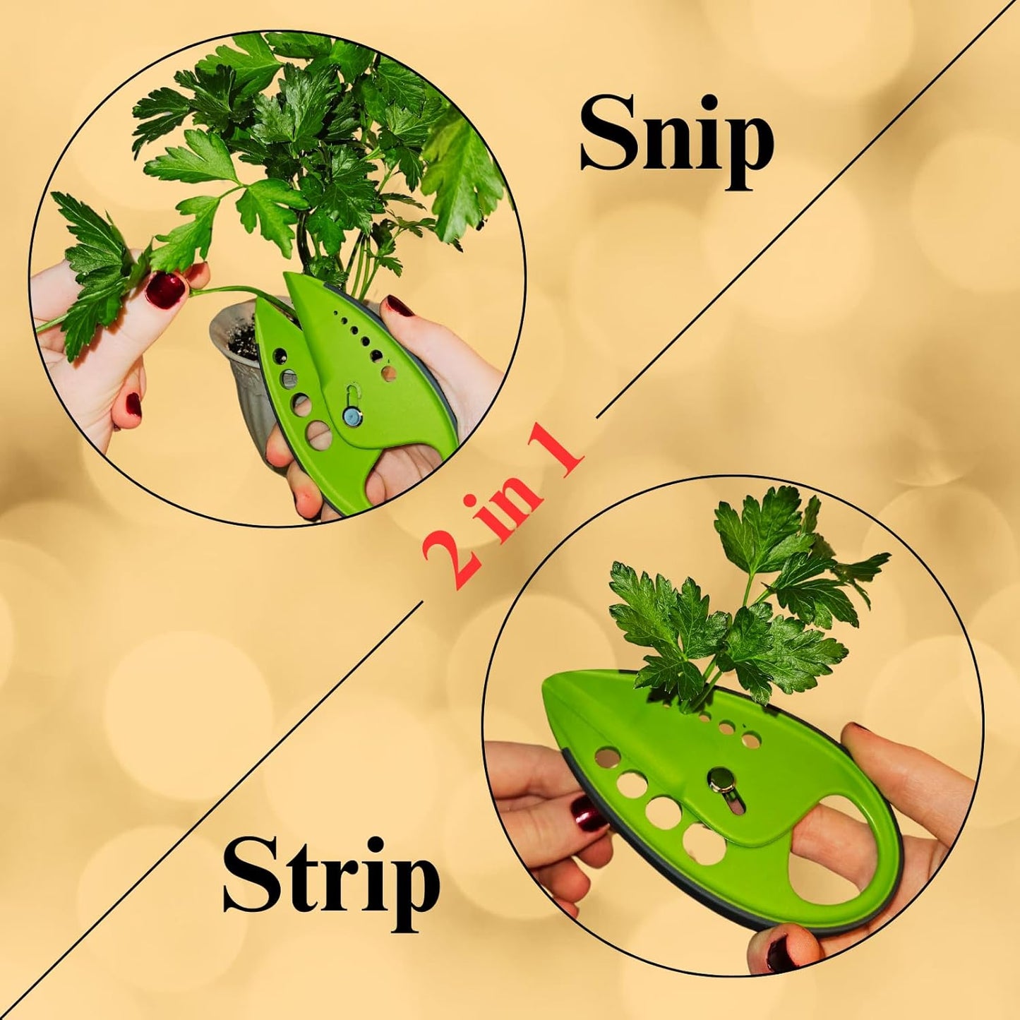 2-in-1 5-Blade Herb Scissors & Herb Stripper Set | 10-Hole Leaf stripp