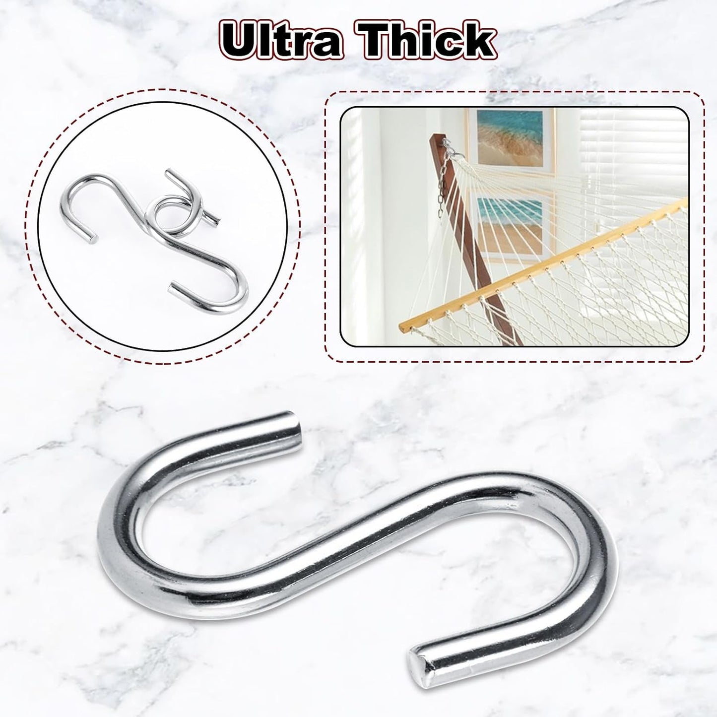 LANIAKEA 50PCS Stainless Steel S Hooks - 2 in 304 Stainless Steel S Shaped Hook Hangers, Heavy Duty Thick S Hanging Hooks for Products or Items, Chain Hardware