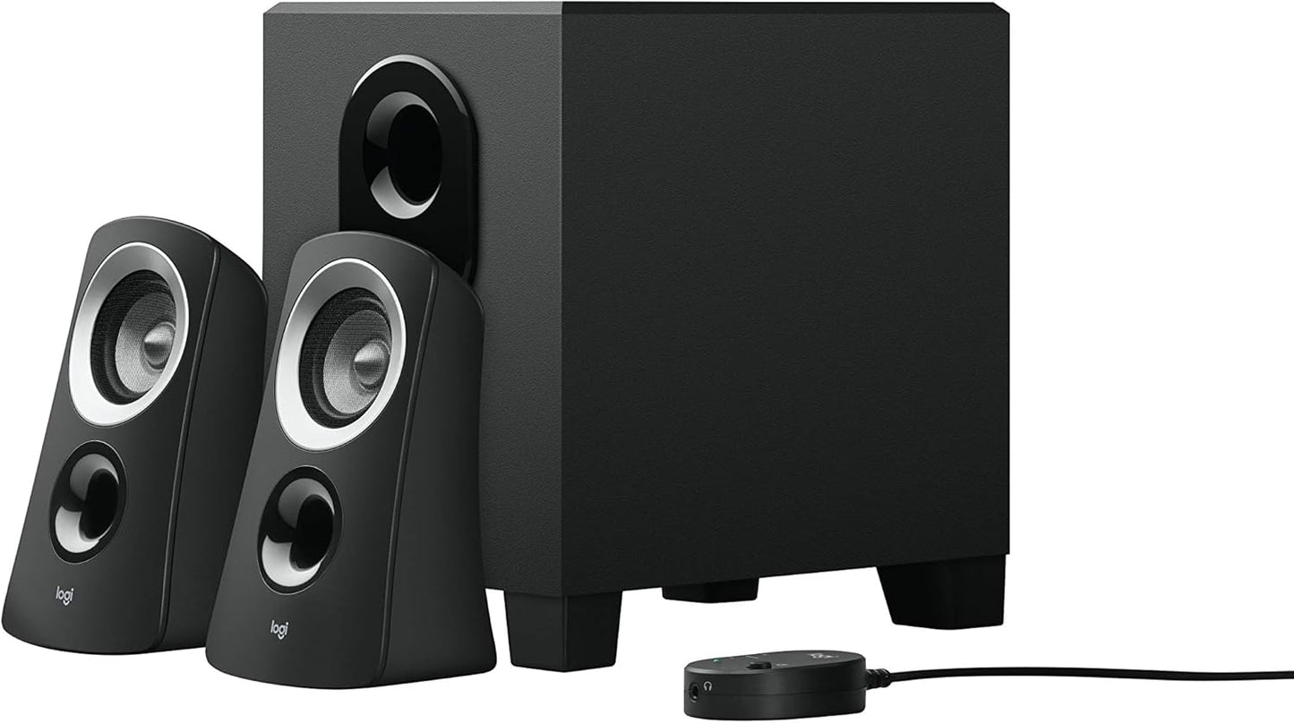 Logitech Z313 2.1 Multimedia Speaker System with Subwoofer, Full Range Audio, 50 Watts Peak Power, Strong Bass, 3.5mm Audio Inputs, PC/PS4/Xbox/TV/Smartphone/Tablet/Music Player - Black