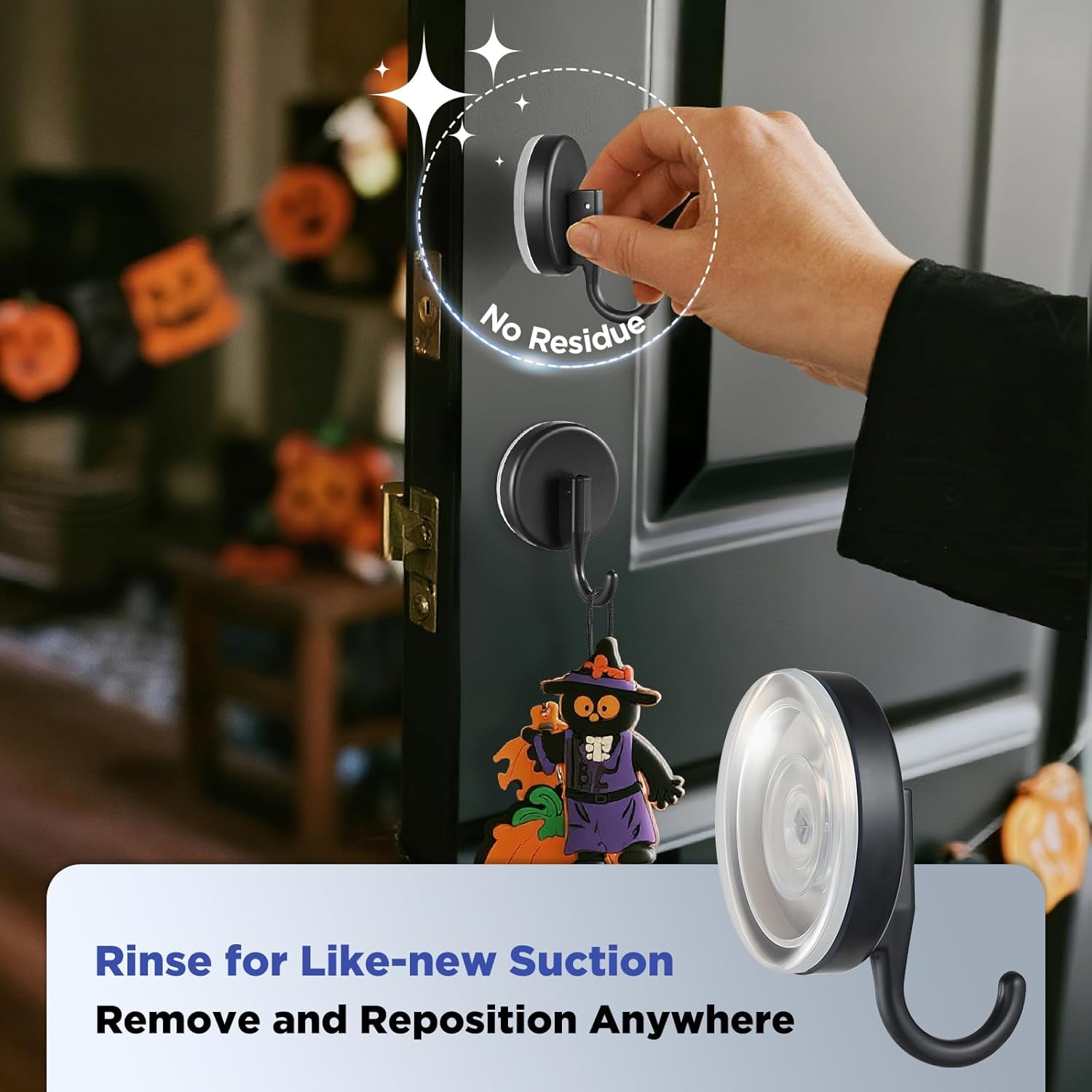 OUTXE Suction Cup Wreath Hanger, Upgraded Reef Hook for Front Door/Gla