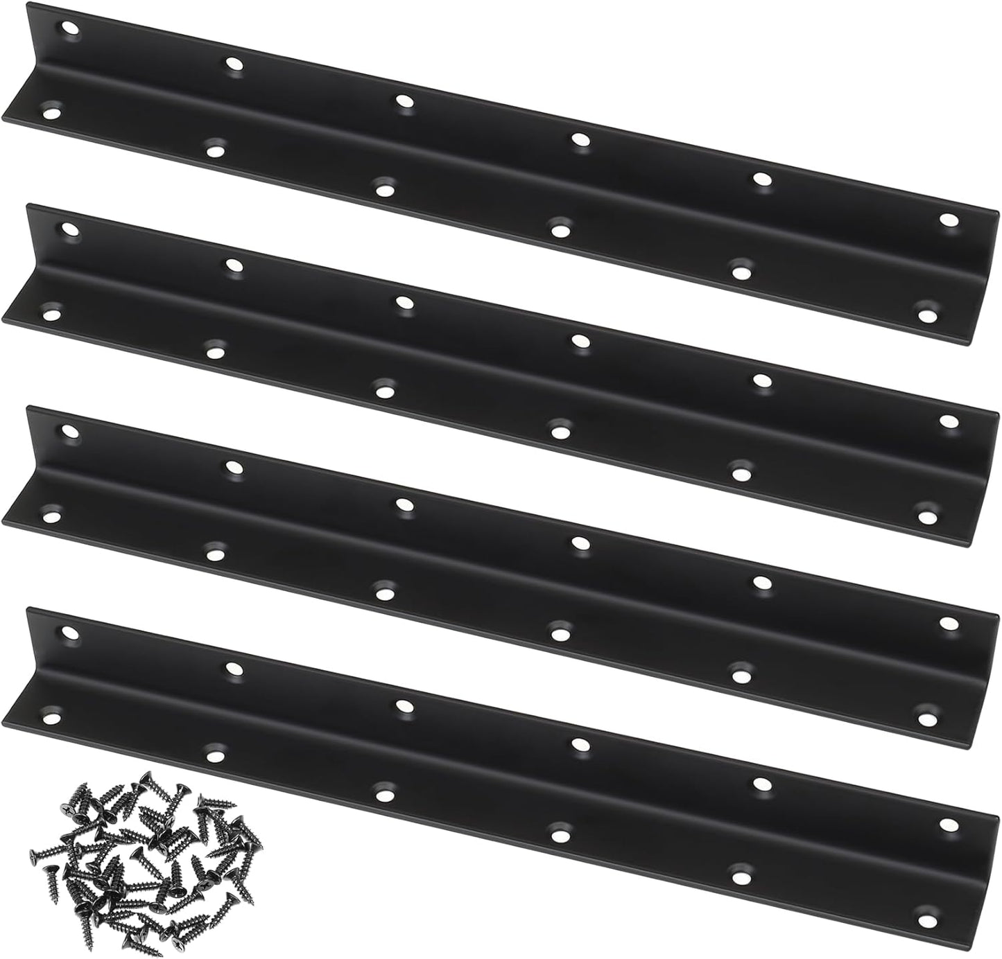 Raised Garden Bed Corner Brackets, 4pcs L Bracket, 90 Degree Angle Brackets, Black Metal Bed Corner Bracket Connectors for Furniture, Wood Frame, Shelf, Cabinet (275x25x25mm)