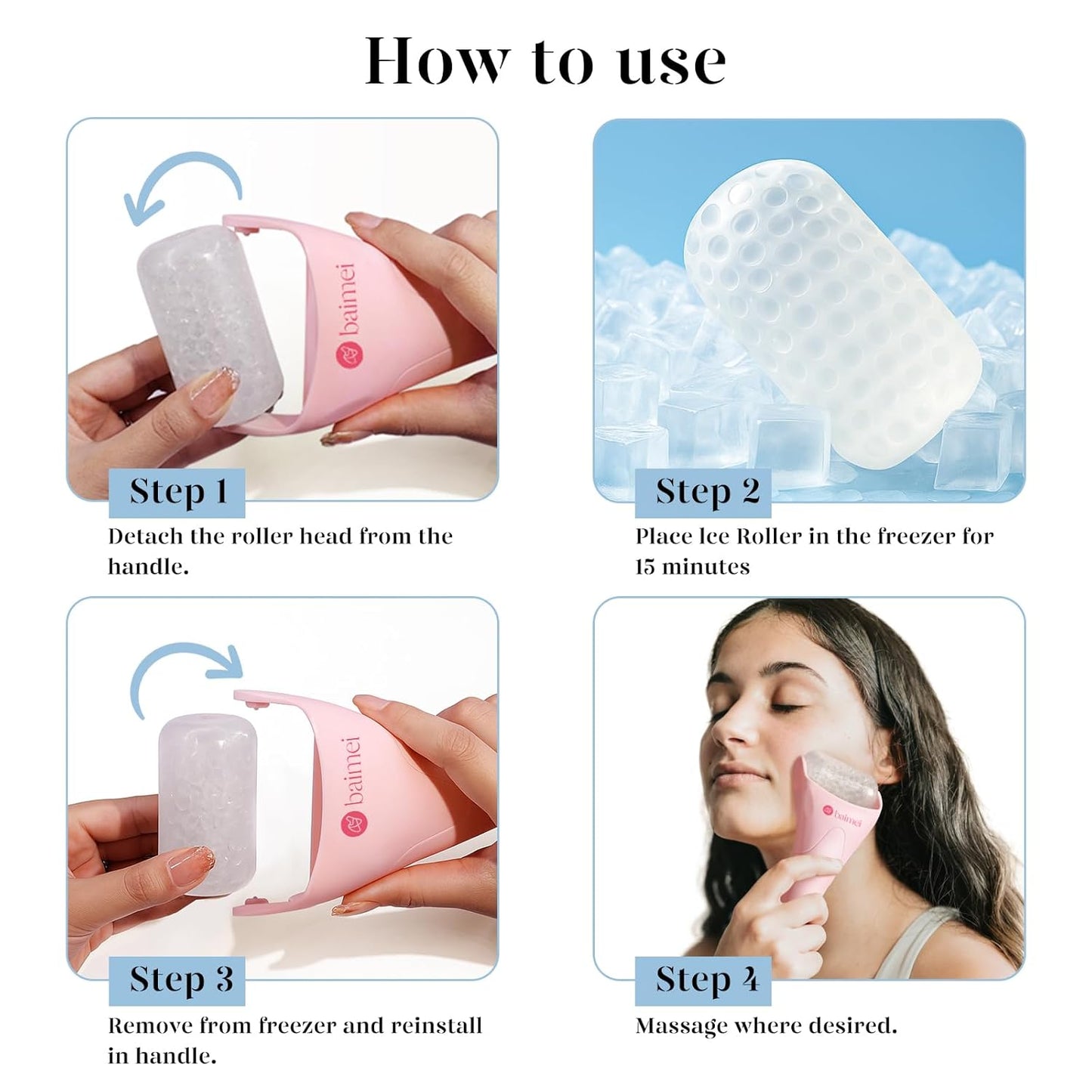 BAIMEI IcyMe Ice Roller for Face and Gua Sha Facial Tool Set, Ice Face