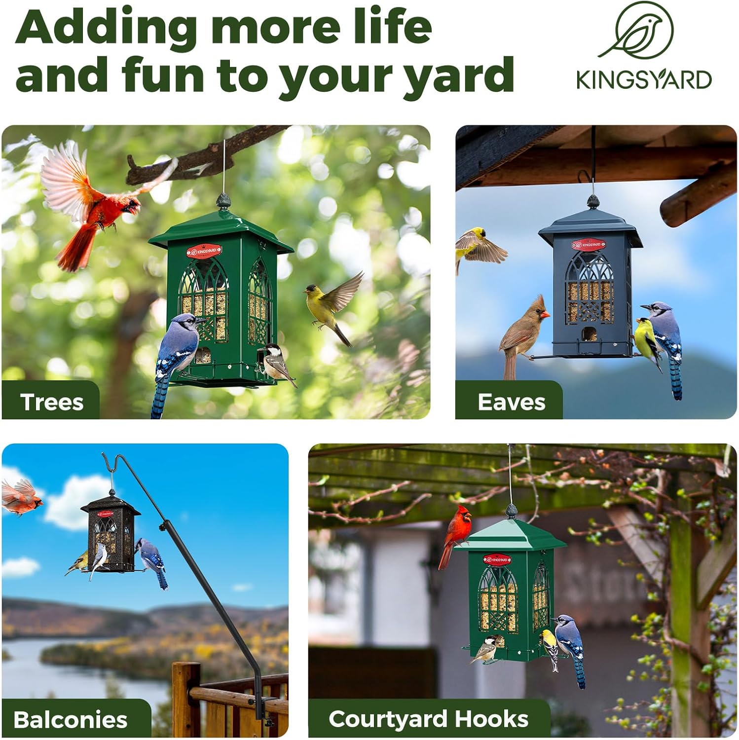 Kingsyard Squirrel Proof Bird Feeders for Outdoors with Weight-Activat
