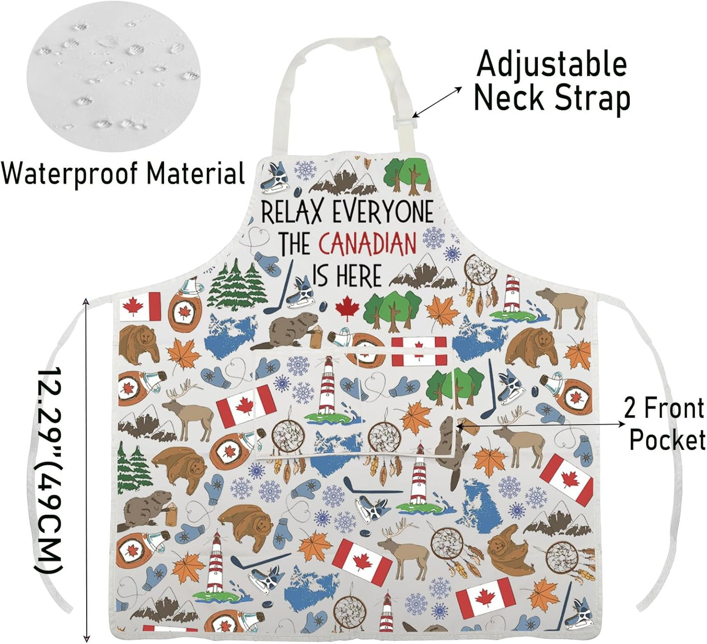 WCGXKO Relax Everyone the Canadian Is Here Kitchen Apron Funny Canadian Canada Gift Canada Day Gift