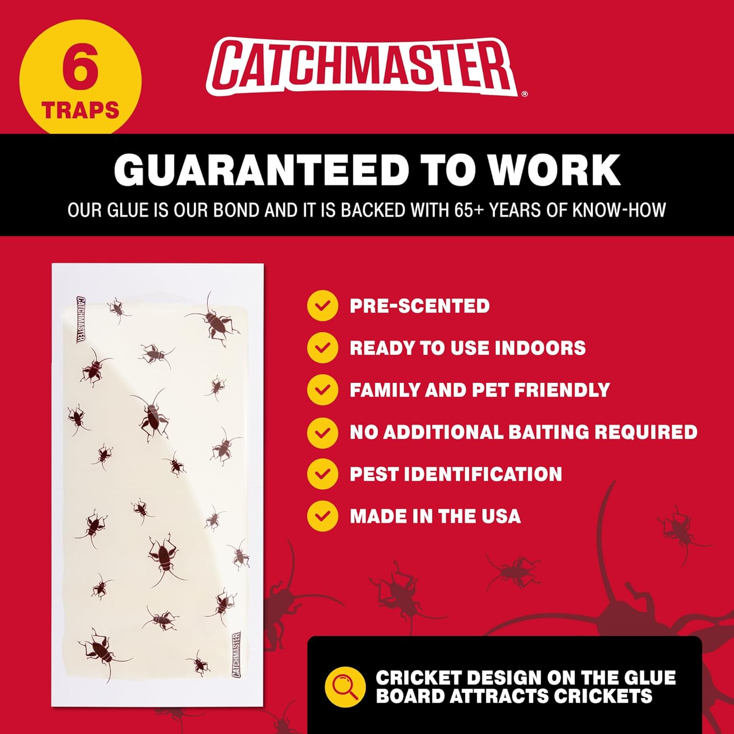 Catchmaster Cricket XL Giant Glue Boards 6-Pk, Adhesive Bug Catcher Cr
