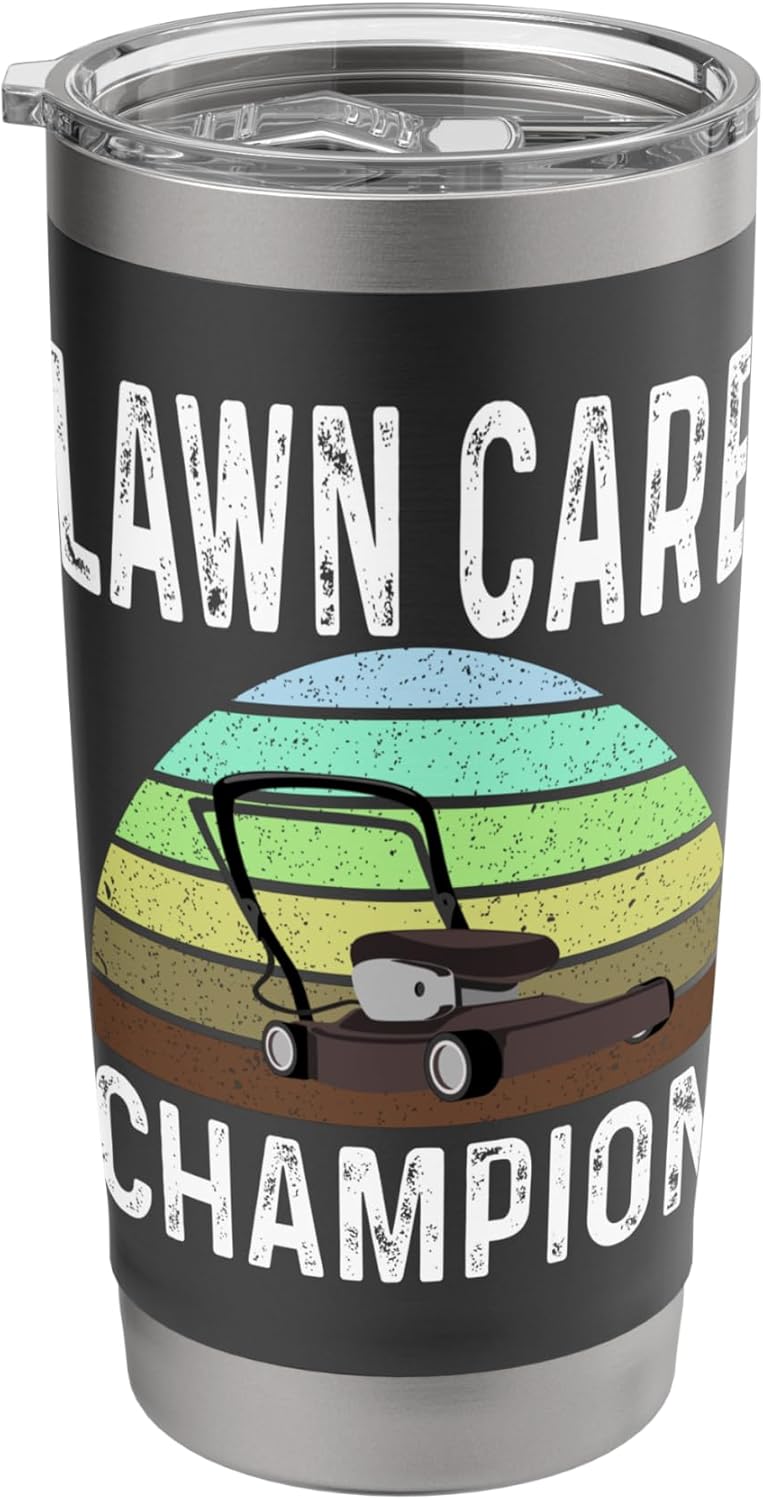 Funny Lawn Care Champion Grass Mowing Lawn Mower Dad Father Stainless Steel Insulated Tumbler