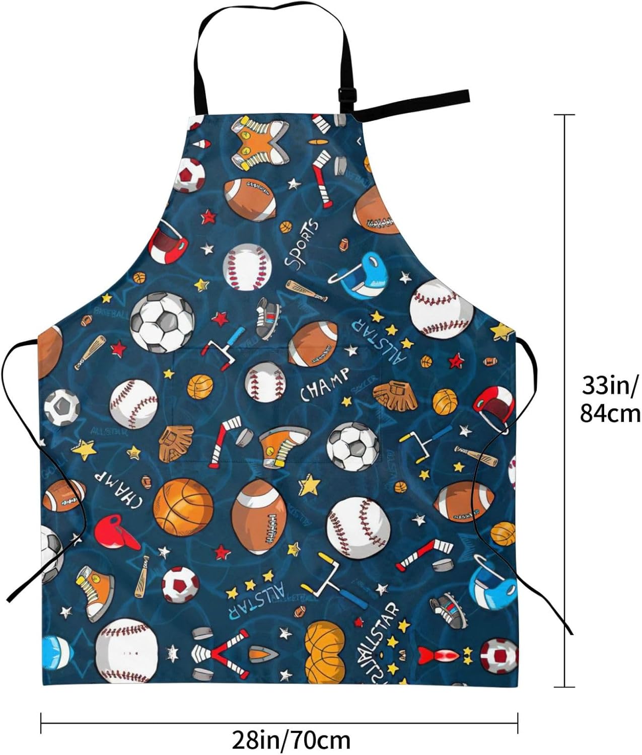 Sports Baseball Game print Waterproof apron with pocket adjustable cooking apron for adult kitchen bibs to bake