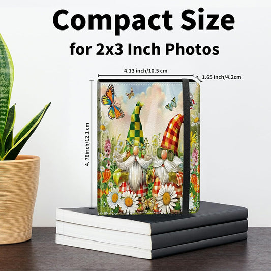 Mini Photo Album for 2x3 Pictures, Garden Gnomes Portable Pocket Size 