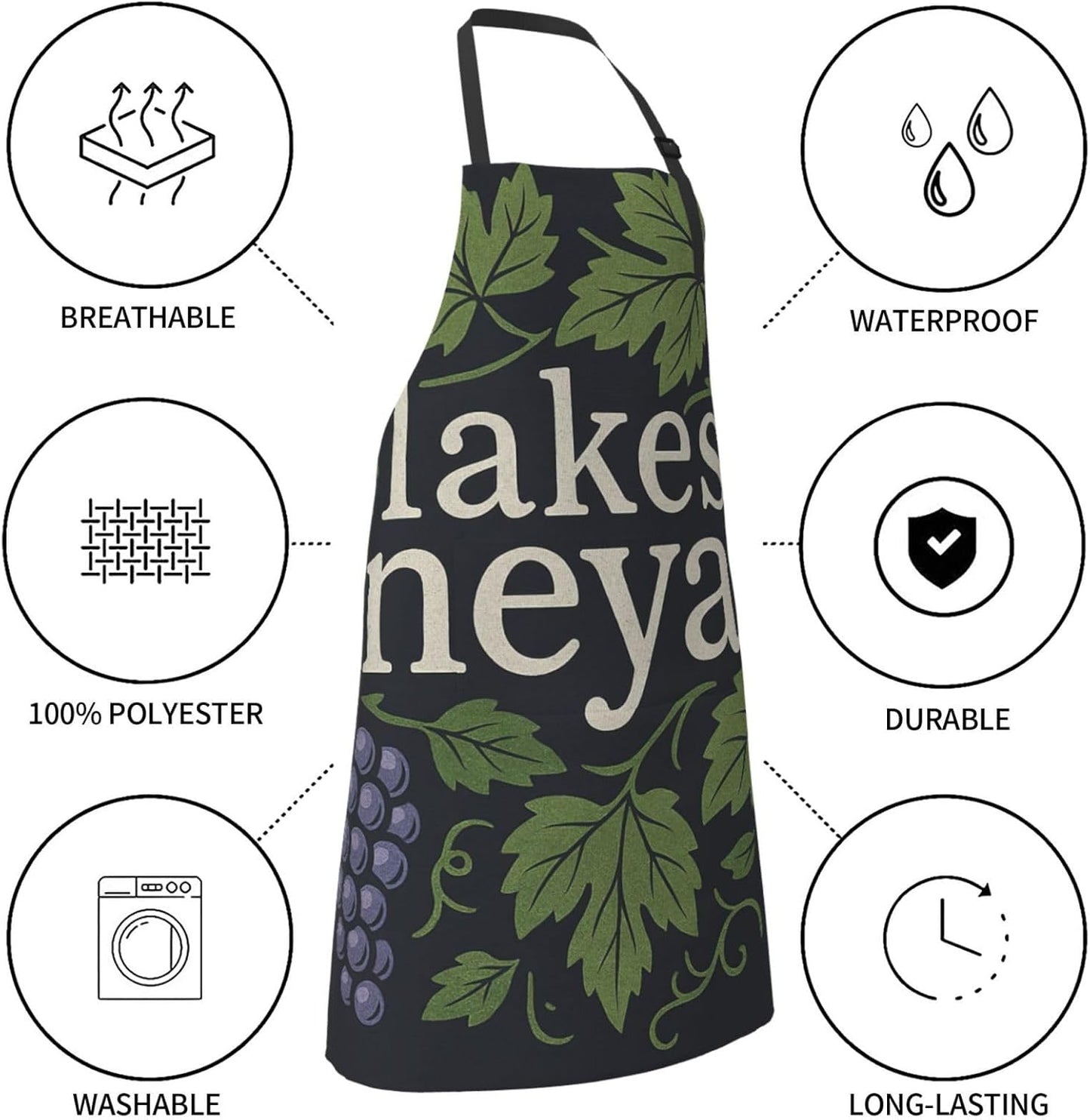 YANYU Lakes Vineyard Print 28x33 In Kitchen Apron Stylish Chef Apron with Pockets for Cooking Baking Painting