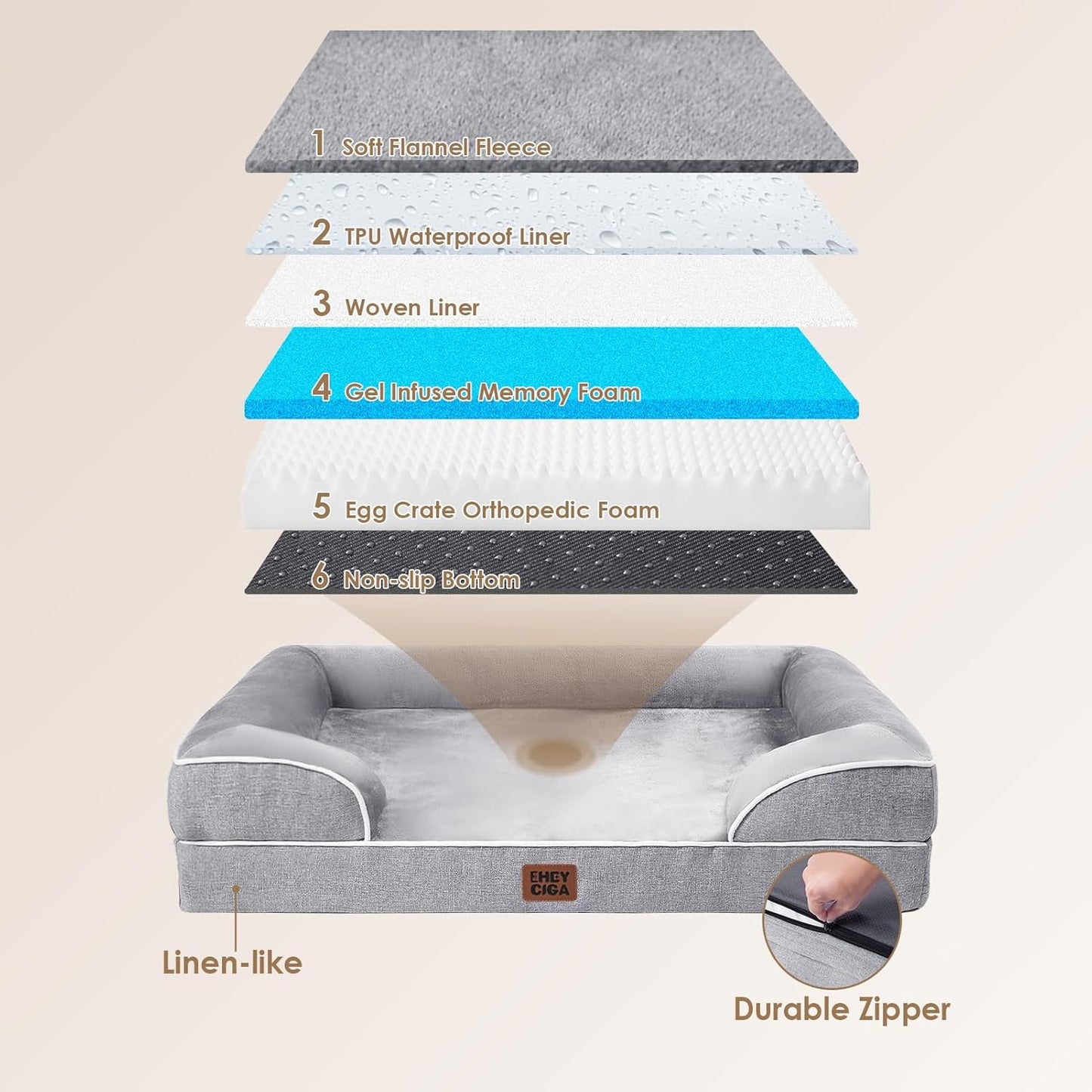 EHEYCIGA Orthopedic Dog Beds for Extra Large Dogs 44x32Inch, Waterproo