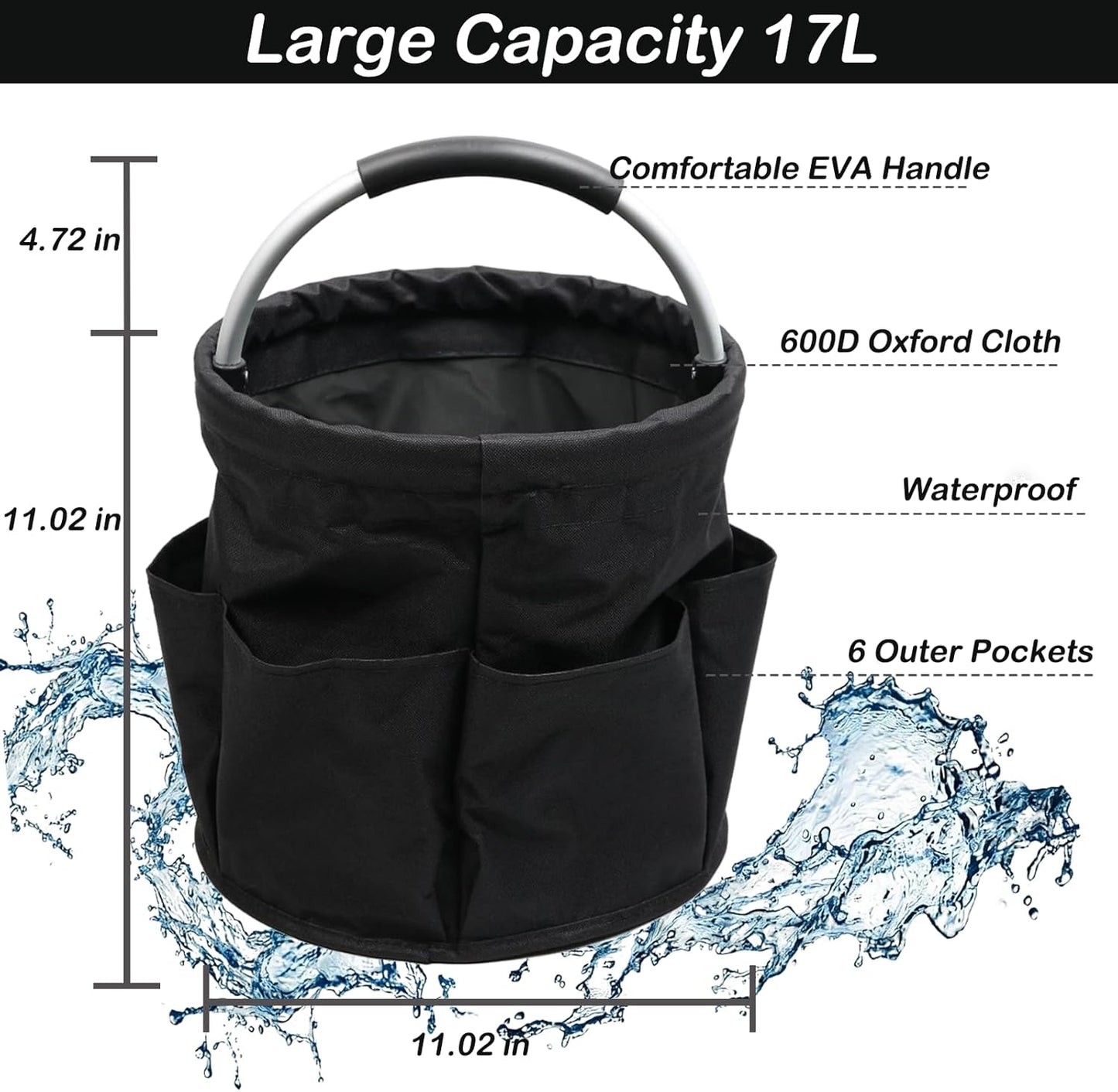 17L Foldable Cleaning Caddy with Handle, Cleaning Supplies Organizer S