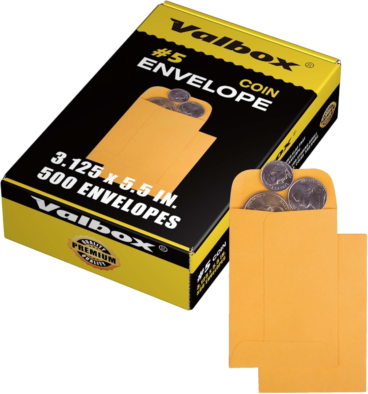 ValBox #5 Coin Envelopes 3.125x5.5 Seed Envelope with Gummed Flap for 