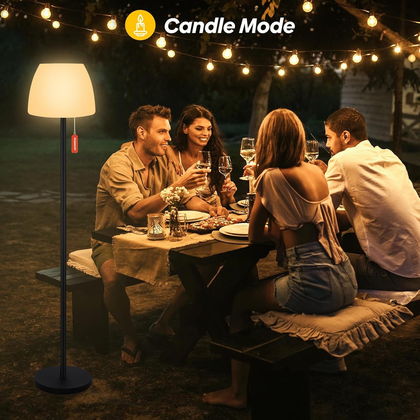 Qnkaa Outdoor Floor Lamp Solar Outdoor Lamps for Patio Waterproof Shower Lamp,LED Cordless Floor Lamp with Light Sensor,Rechargeable Dimmable Floor Lamp Warm White+RGB Solar Lamp for for Garden
