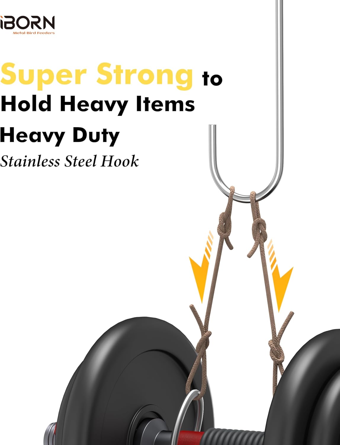 iBorn 12 Inch Extension S Hooks Stainless Steel S Hooks, Heavy Duty S 