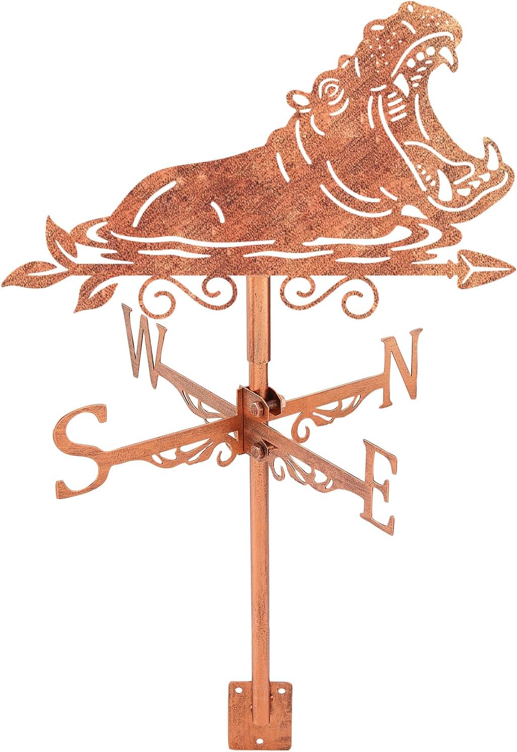 SUPERDANT 1Pc Iron Hippo Weathervane Animal Wind Vane Copper Metal Roof Garden Fence Decorative Wind Direction Indicator Black