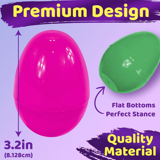 stargo 50 Pack - Plastic Easter Eggs Empty 3.2” Large Plastic Eggs Fillable for Easter Egg Hunt, Easter Egg Basket, Party Favor, Surprise Egg. Set of Bright Multicolored Eggs