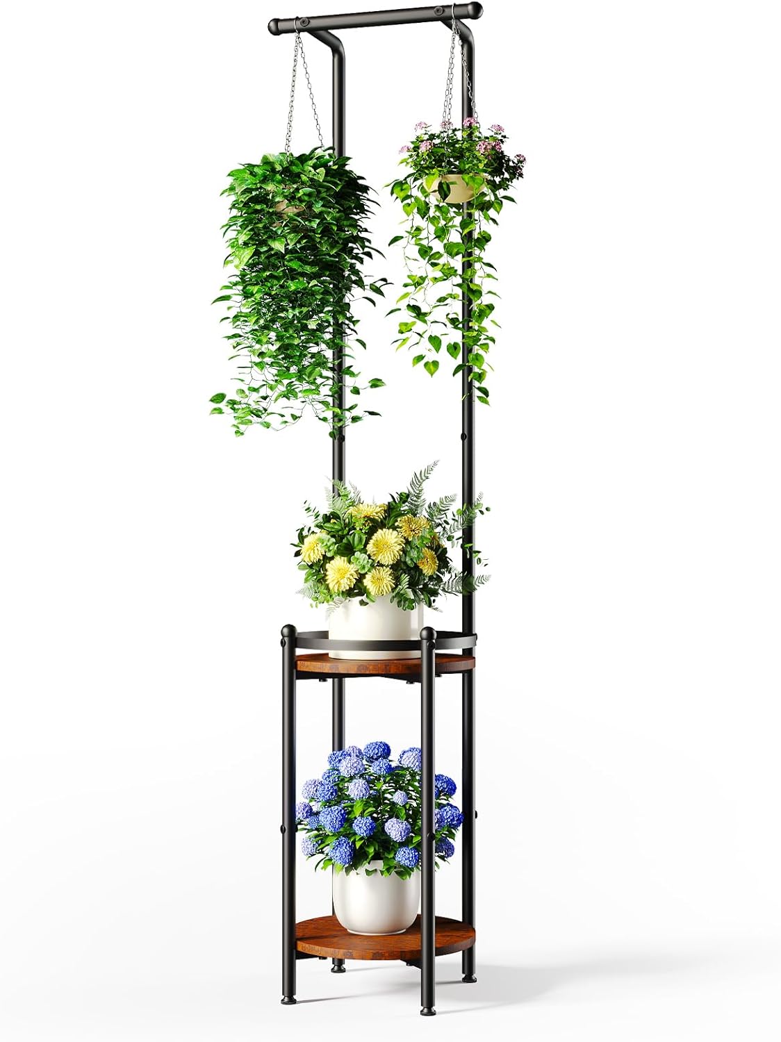 Plant Stand Indoor Outdoor - Heavy Duty Metal 2-tier Hanging Plant Hol