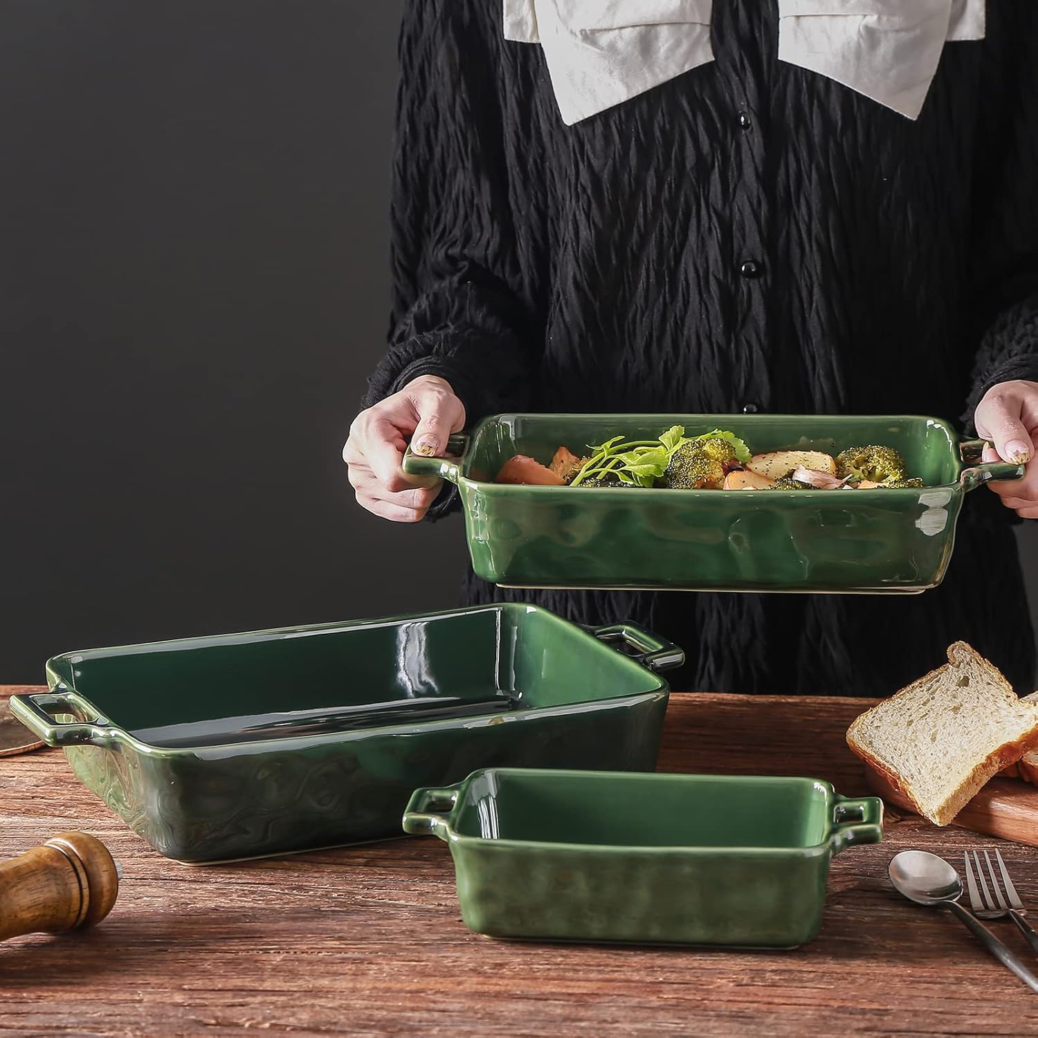 VICRAYS Ceramic Bakeware Set, Porcelain Rectangular Baking Dish, Bakin