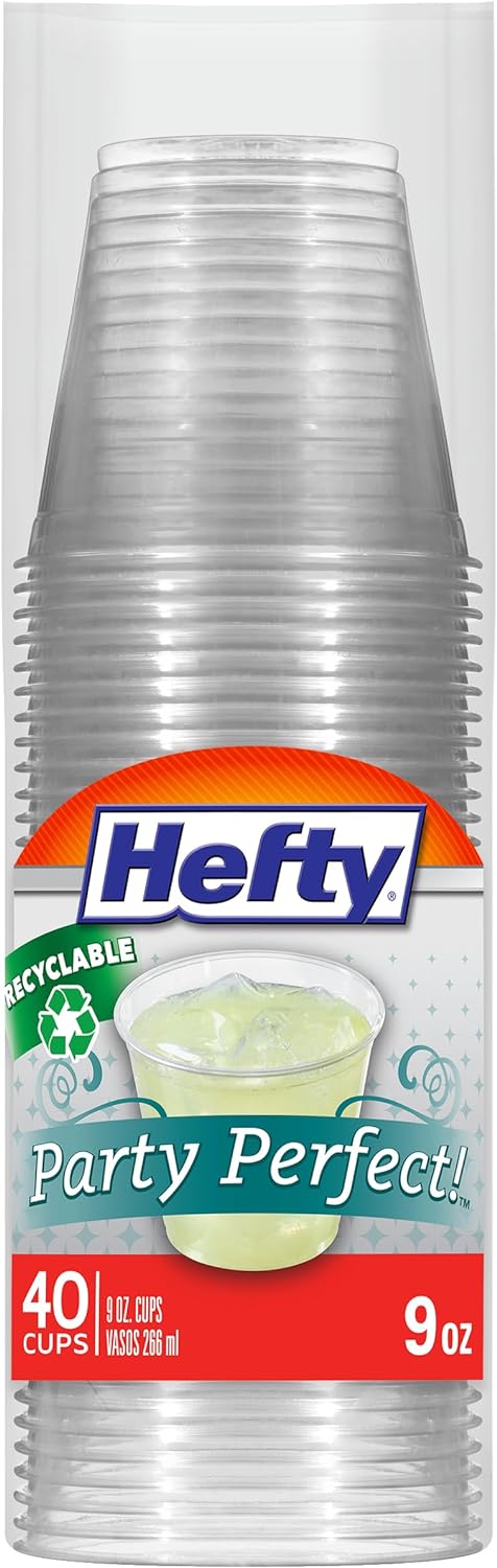 Hefty Deluxe Clear Plastic Party Cups (9 Ounce, 40 Count)